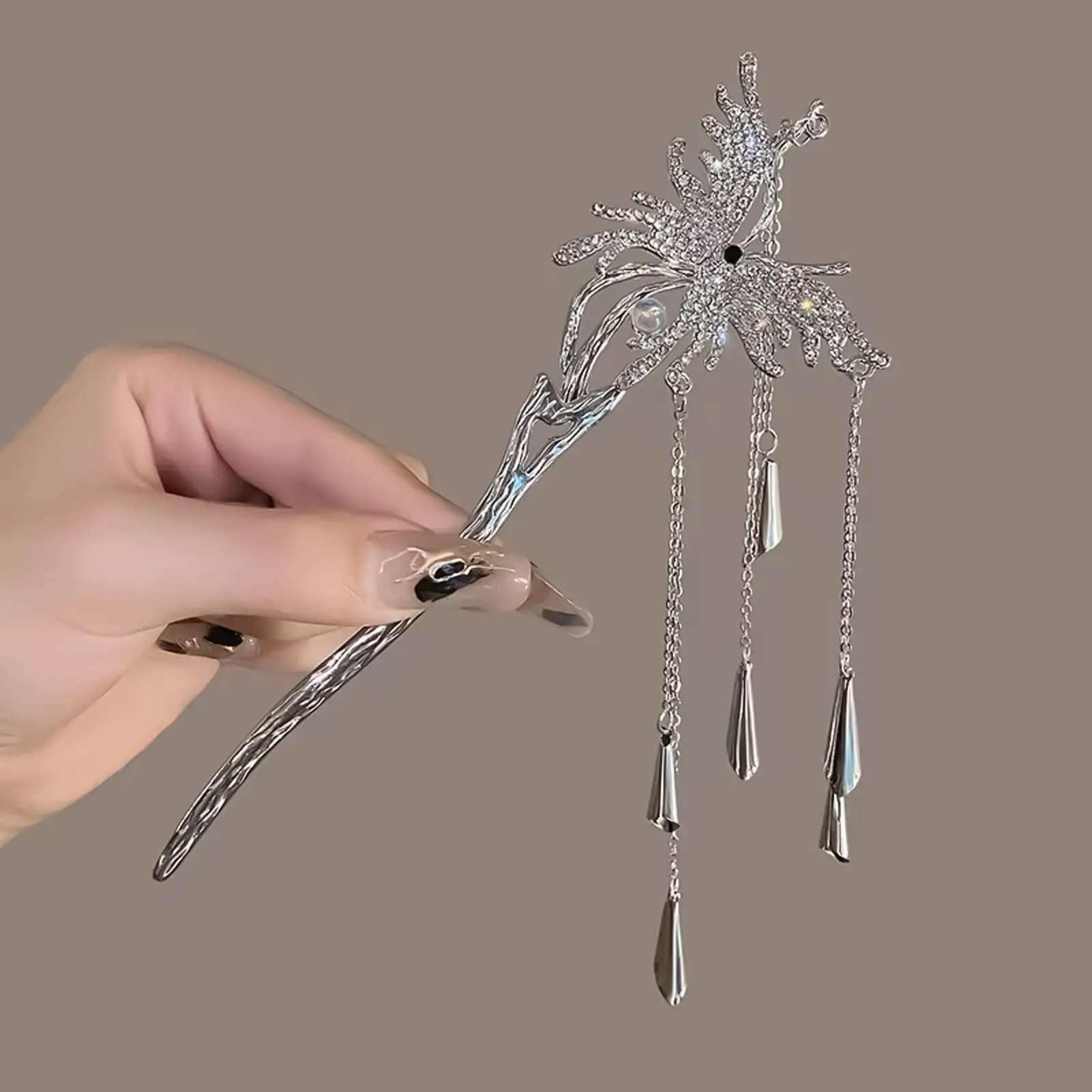 Neo-chinese Style Hairpin For Women Creative Butterfly Tassel Wind Chime Hair Stick Exquisite Rhinestone Hairpin Hair Accessory