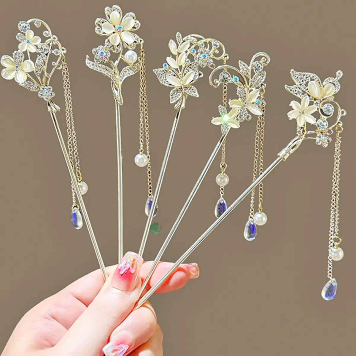 Light Luxury Women's Hairpin Glitter Rhinestone Flower Tassel Hair Stick Daily Life Travel Shopping Party Elegant Hair Accessory