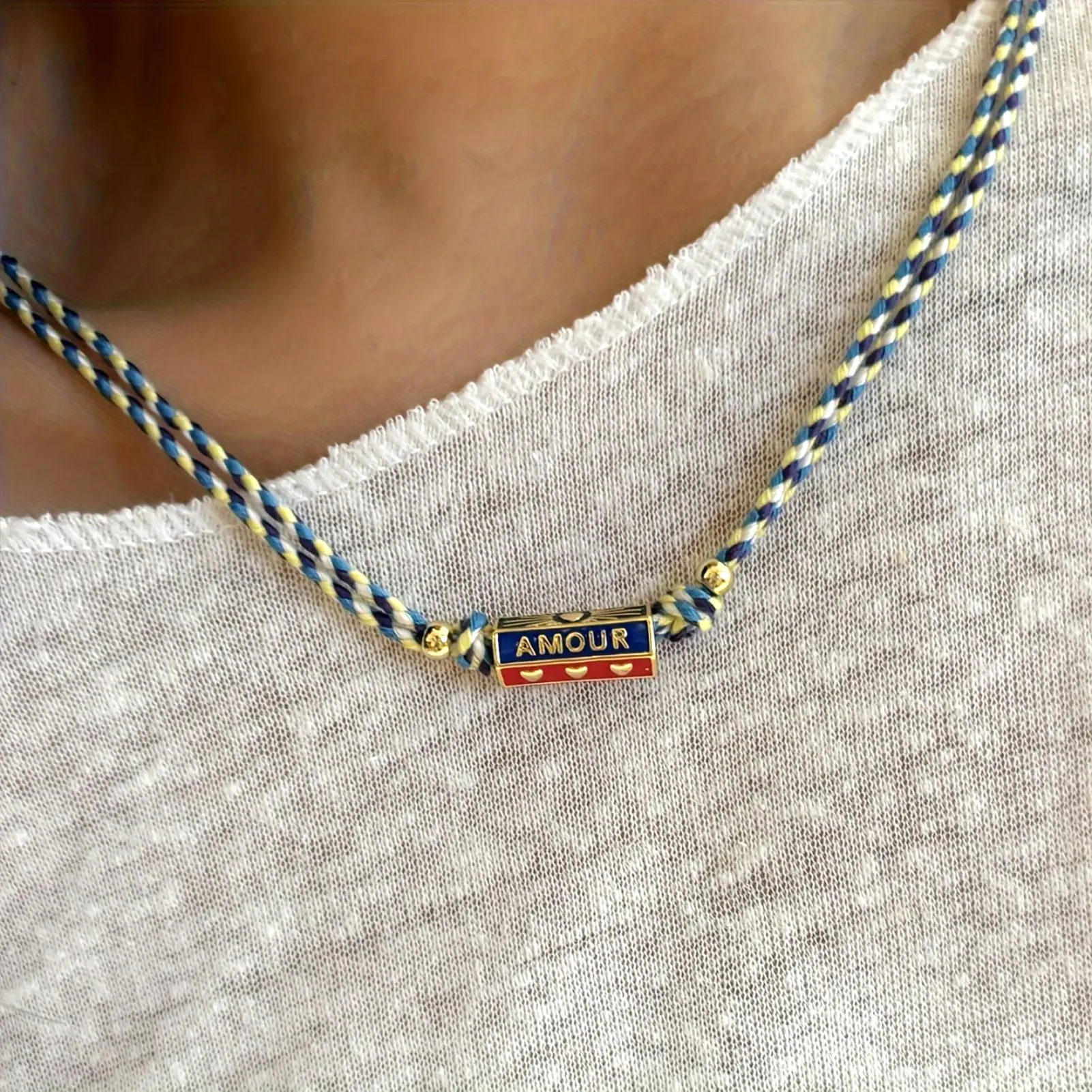 Bohemian Style Colored Rope Necklace For Women Simple Retro Love Colored Couple Necklace Trendy Neck Ornament Neck Chain