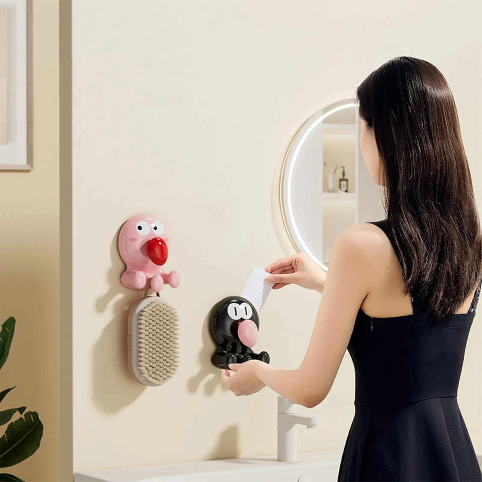 Bathroom Suction Cup Hook Cartoon Octopus Storage Hook For Towels Shower Caps Toiletries Multifunction Home Storage Hook 1pc