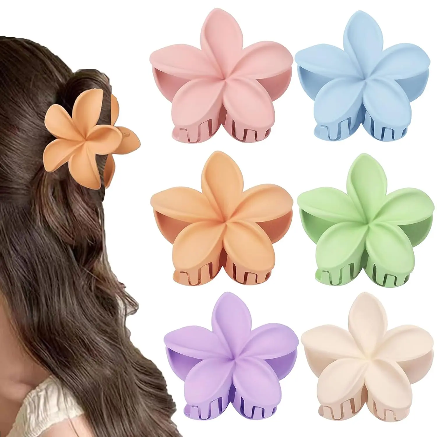 Matte Gradient Flower Hair Clip Girls Elegant Sweety Floral Hair Claws Shopping Travel Headwear Accessories Beach Hair Clips