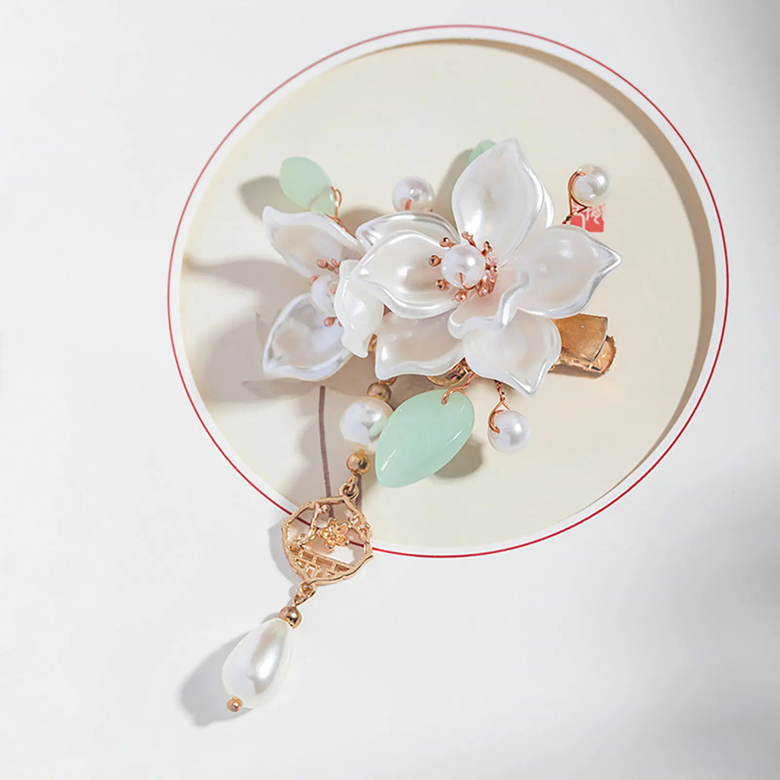 Vintage Camellia Hair Clip Elegant Chinese Style Flower Tassel Hairpin Metal Pearl Jewelry Hair Accessories Girls Hair Clips
