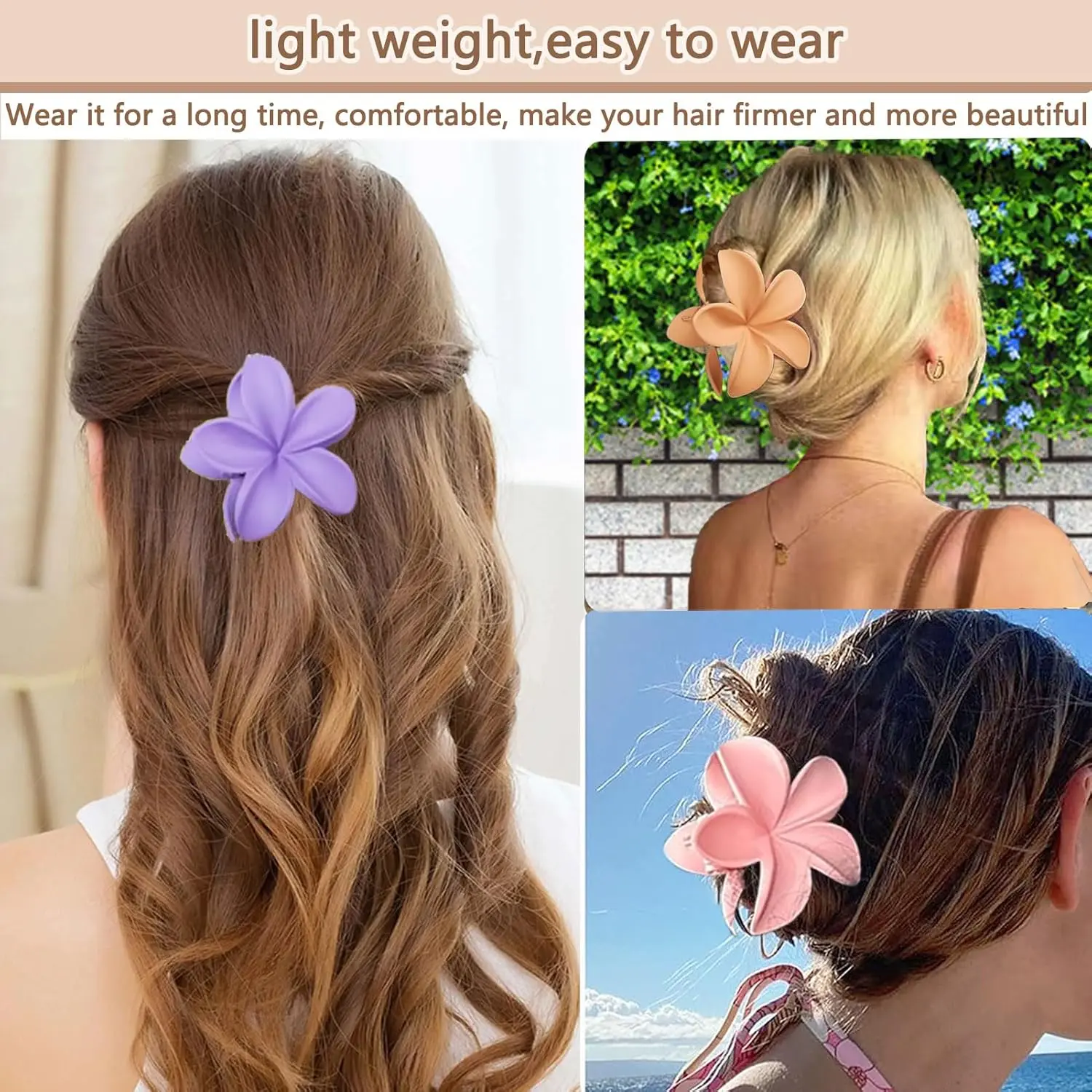 Matte Gradient Flower Hair Clip Girls Elegant Sweety Floral Hair Claws Shopping Travel Headwear Accessories Beach Hair Clips