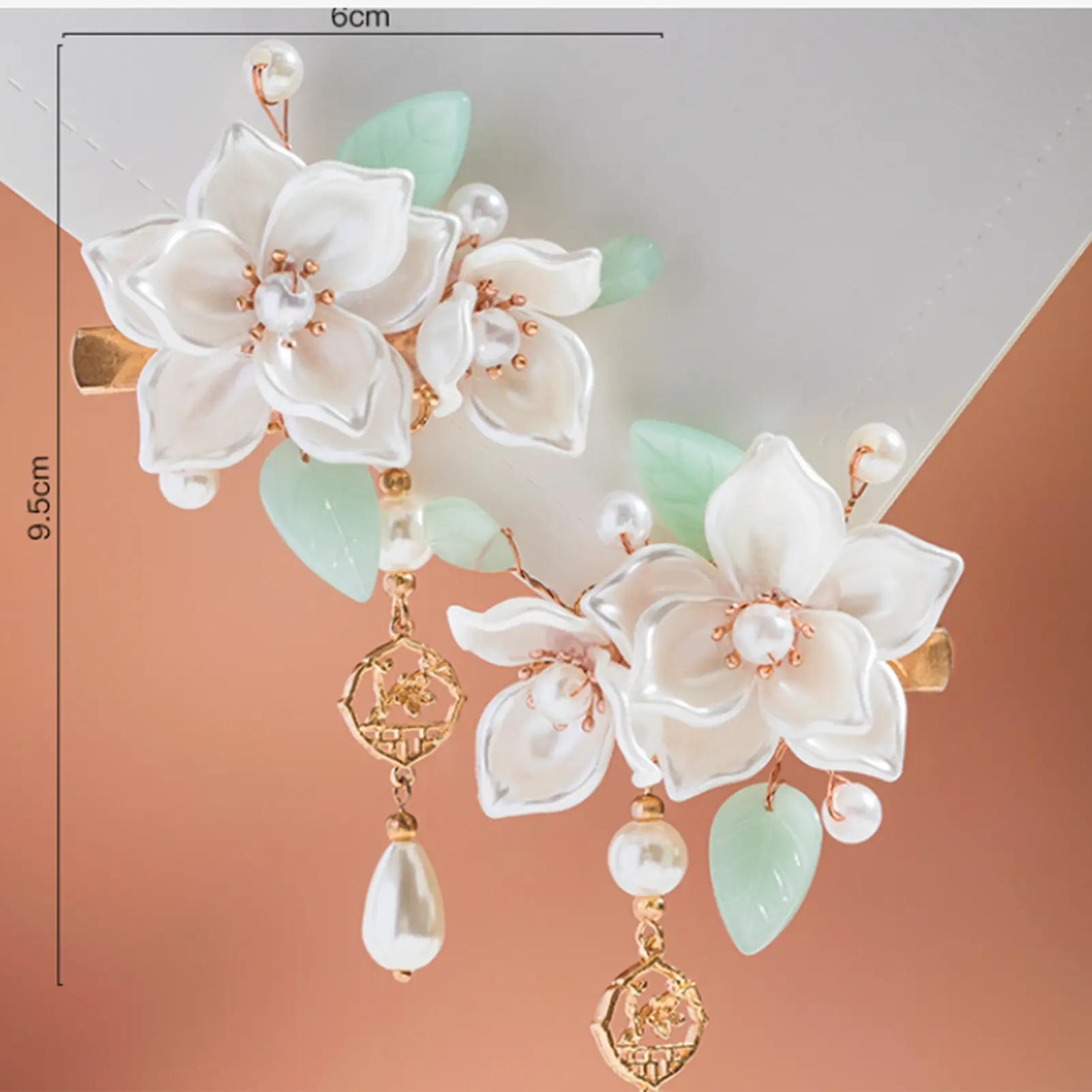 Vintage Camellia Hair Clip Elegant Chinese Style Flower Tassel Hairpin Metal Pearl Jewelry Hair Accessories Girls Hair Clips