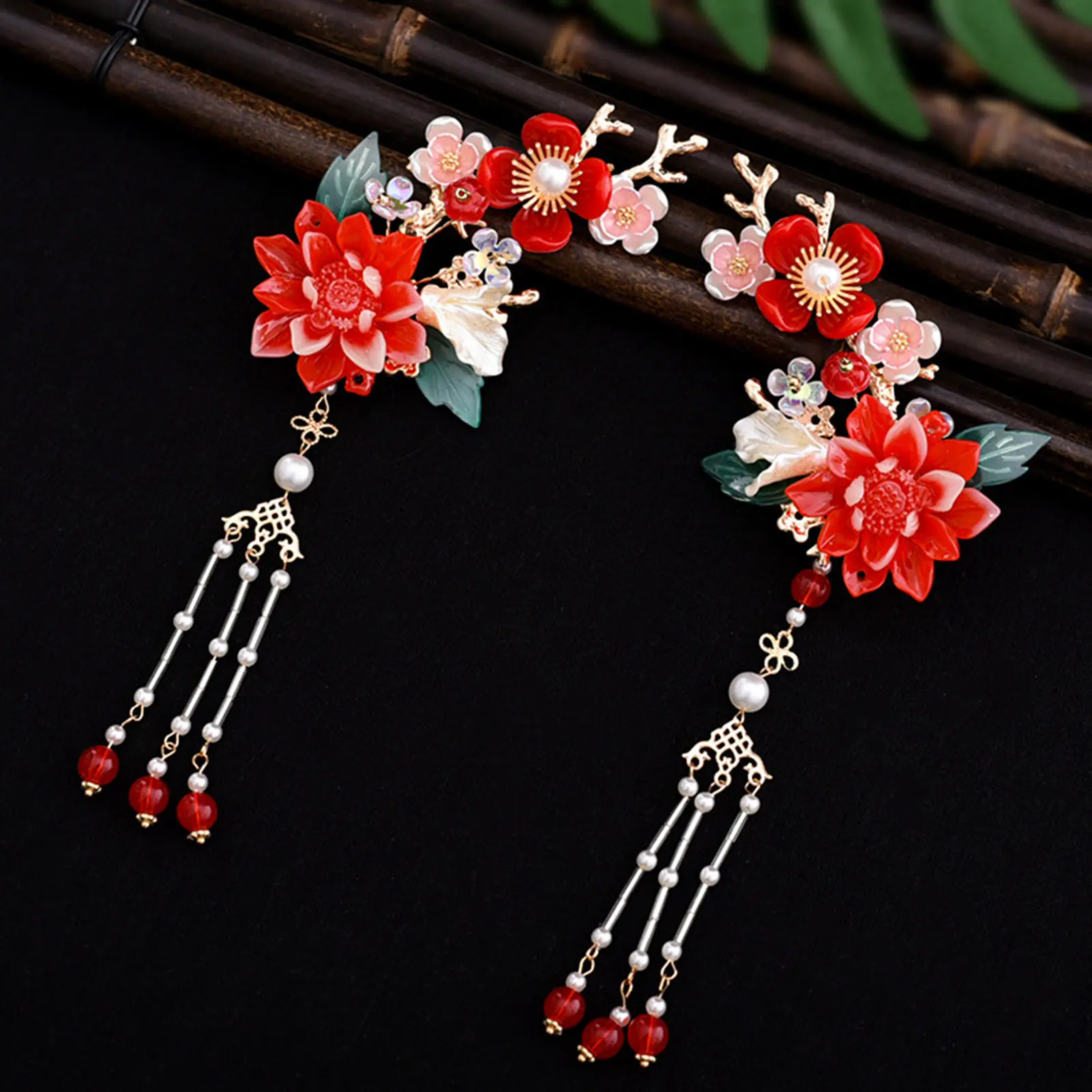 Vintage Chinese Style Hair Clip Handmade Tassel Flower Hair Clip For Women Girls Elegant Hanfu Metal Jewelry Hair Accessories