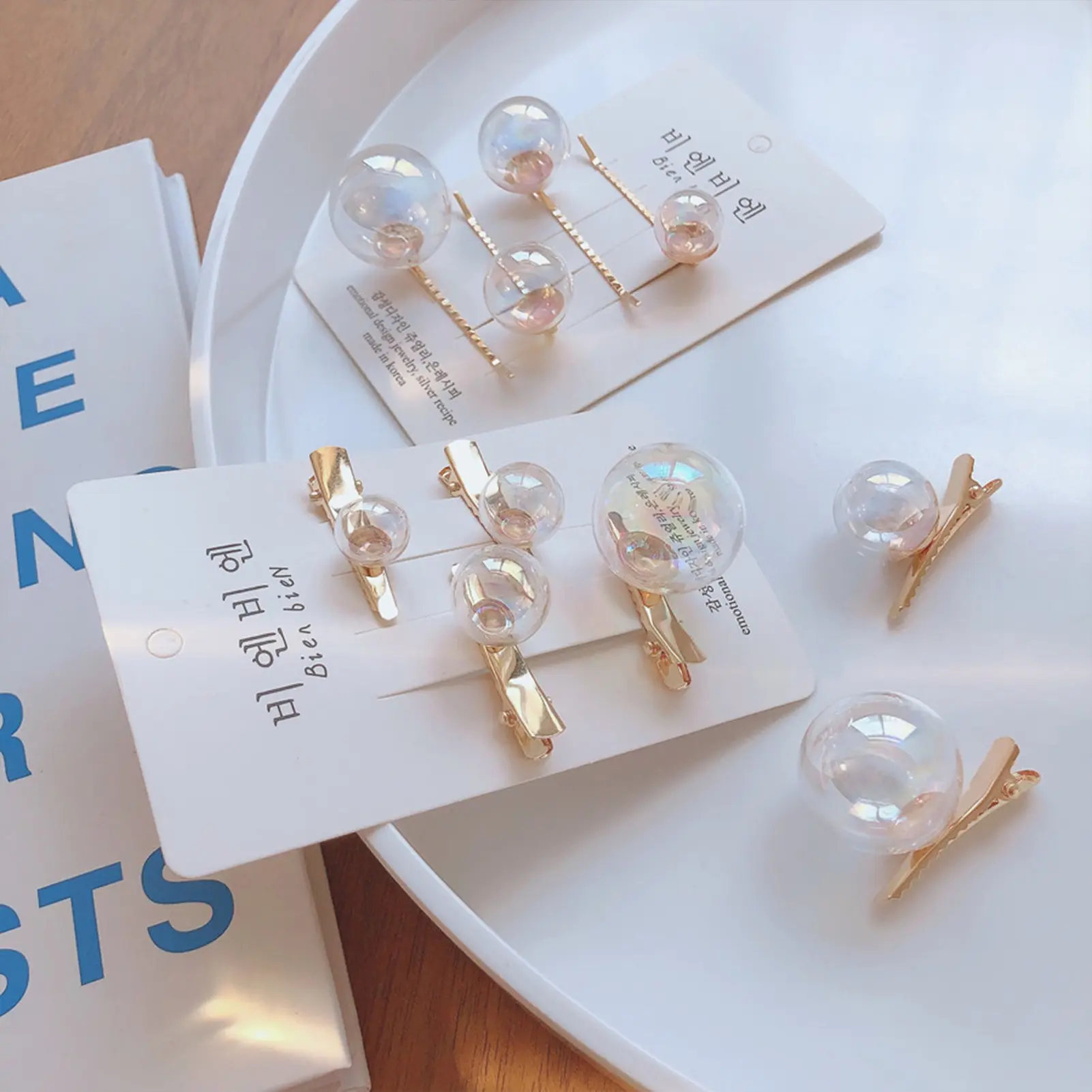 6pcs Creative Bubble Hair Clip Color Transparent Barrettes For Girls Cute Multi Size Bubble Duckbill Clip New Hair Accessories