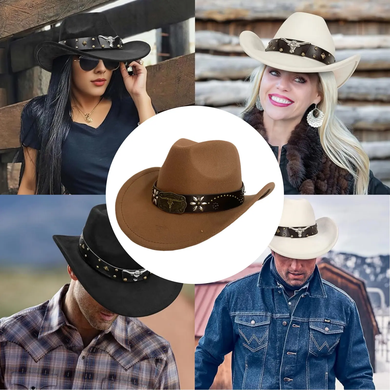 New Western Style Cowboy Hat For Men And Women Retro Wide Brimmed Gentleman's Hat Cowgirl Jazz Hat Summer Fashionable Sun Hats