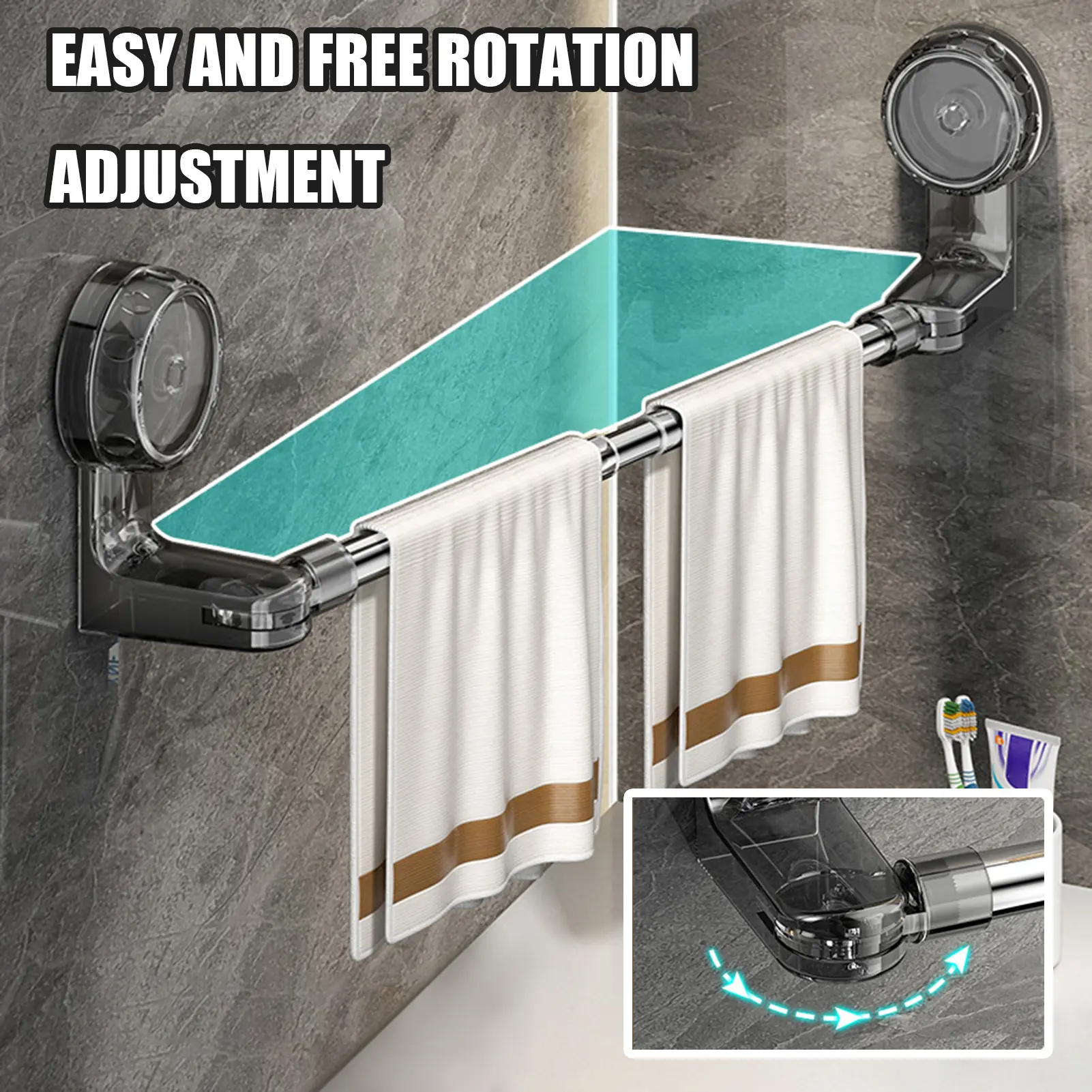 L35/59/75cm Bathroom Storage Rack Scalable Suction Cup Storage Rod For Towels Bath Towels Clothes Non Perforated Organizer Pole
