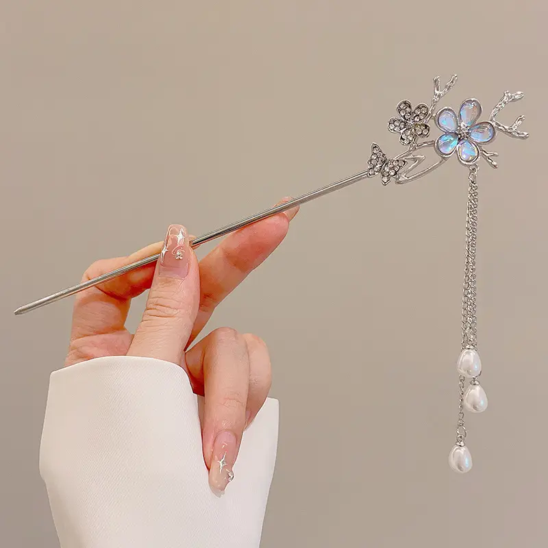 Light Luxury Glitter Hairpin For Women Geometric Irregular Moonstone Hair Stick Elegant Star Flower Jewelry Hair Accessories