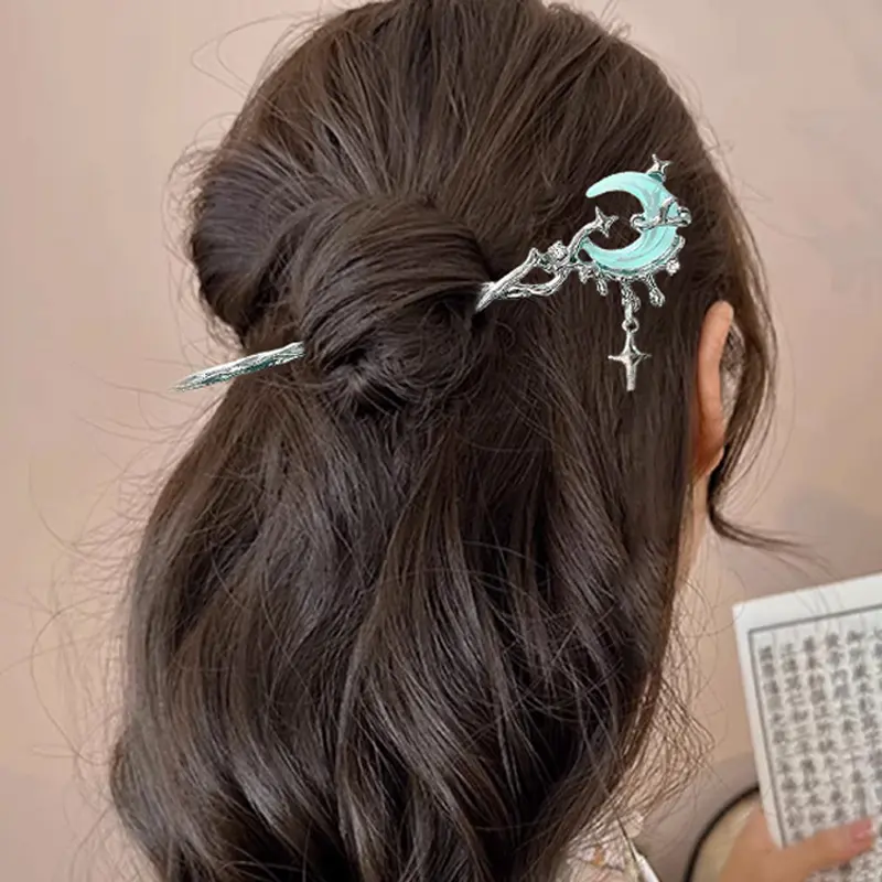Gradient Flower Hairpin For Women Light Luxury Elegant Tassel Hair Stick Glitter Pearl Jewelry Hair Accessories Girls Gift 1pc
