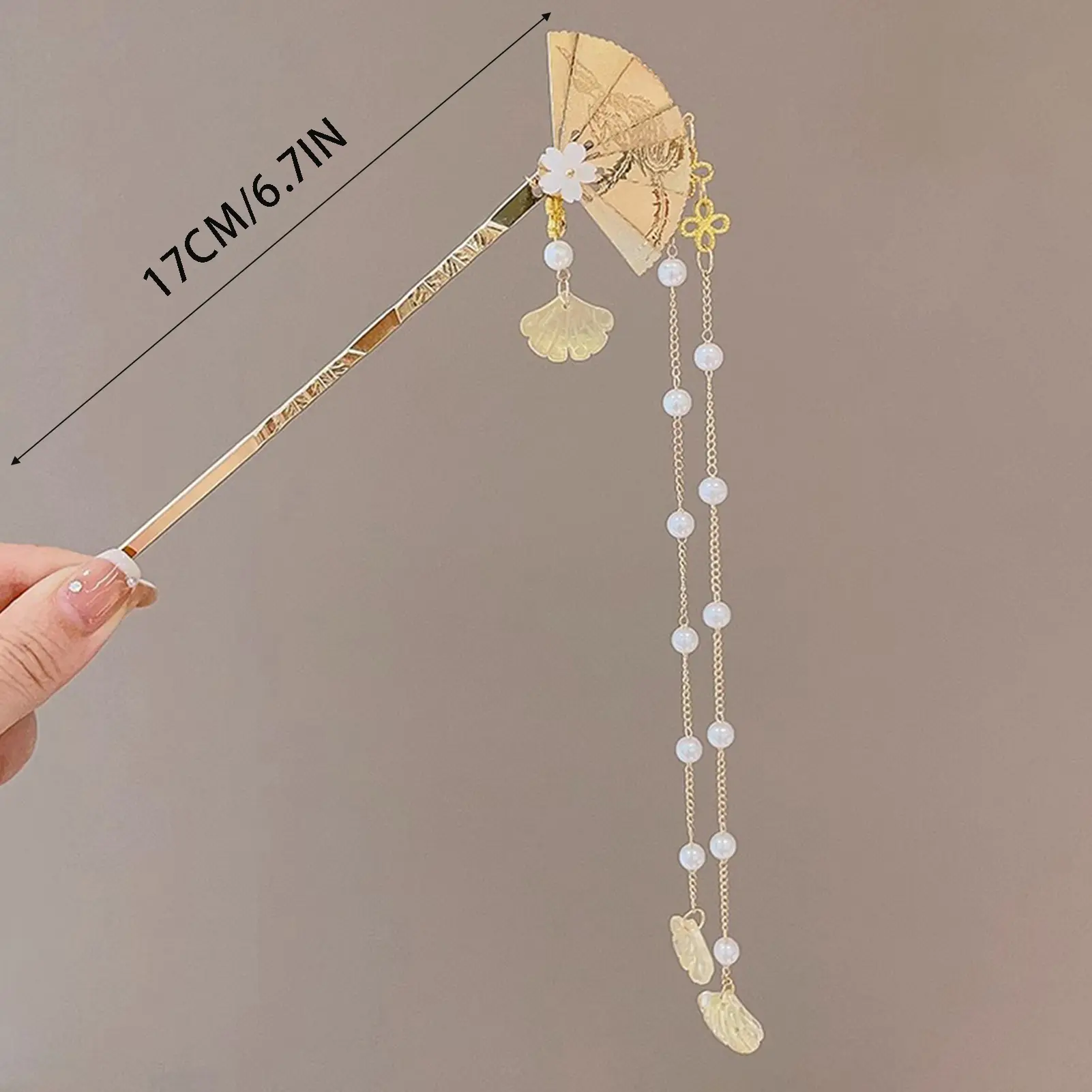 Neo Chinese Hairpin For Women Trendy Metal Flower Tassel Hair Stick Girls Daily Travel Shopping Jewelry Hair Accessories 1pc