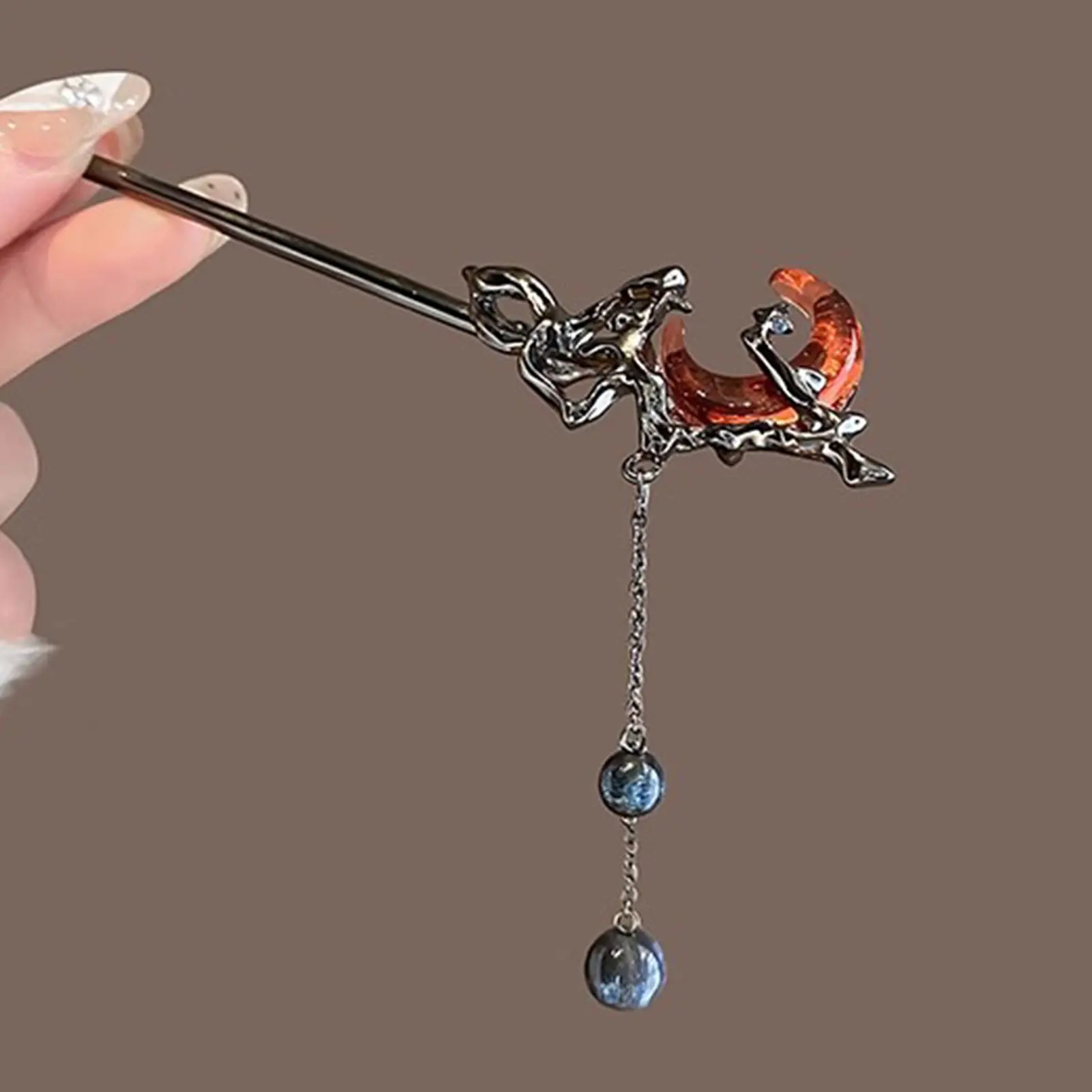 Gothic Style Pendant Hairpin For Women Metal Moon Tassel Hair Stick Vintage Dress Cheongsam Metal Jewelry Hair Accessories