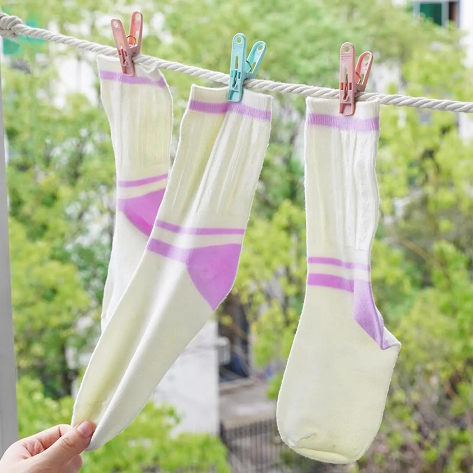 30pcs Windproof Clothespins 5.2cm Plastic Clip For Towel Clothes Underwear Bed Sheets Practical Laundry Drying Clip With Basket