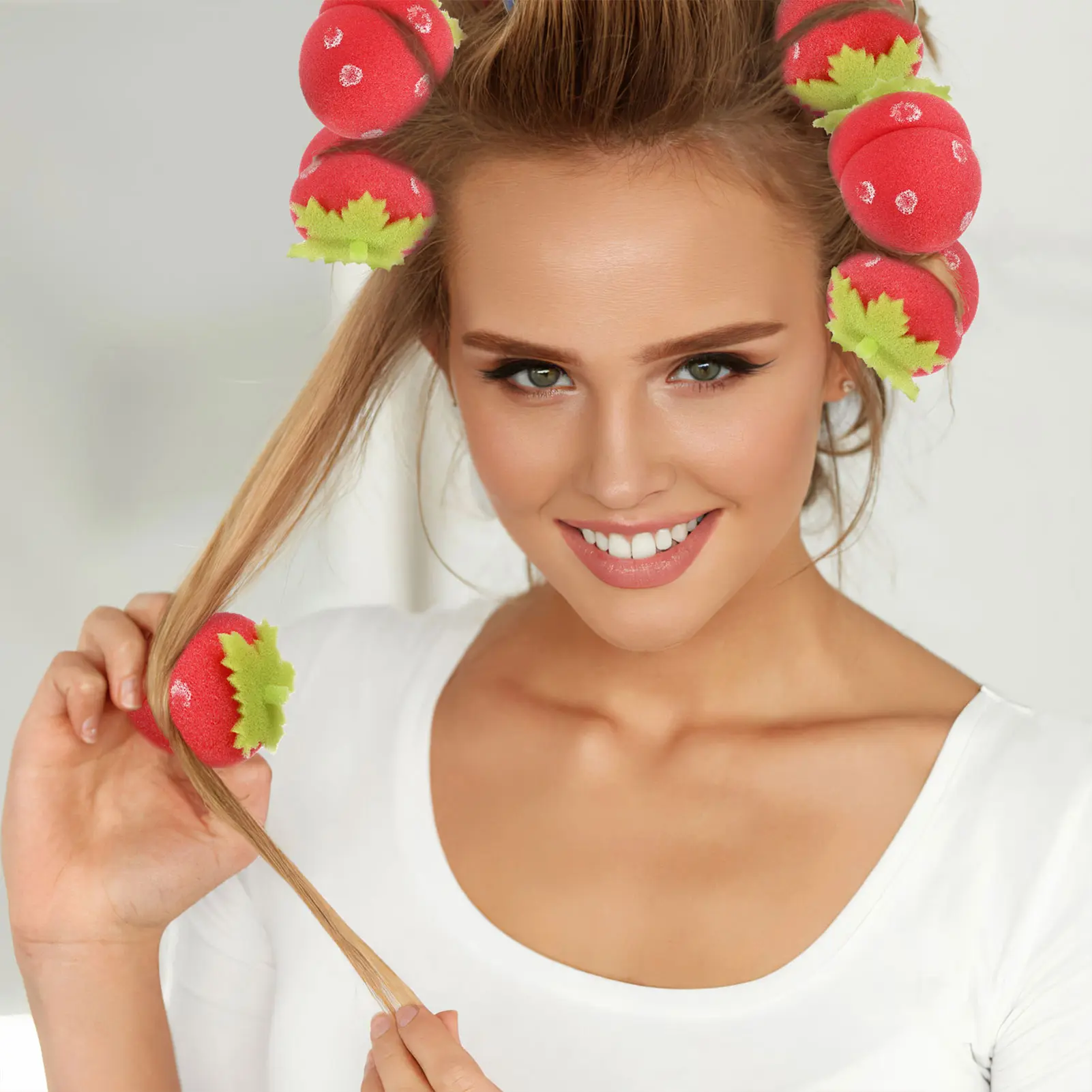 1/6/12pcs Strawberry Foam Hair Rollers Heatless Sponge Curling Tool For Women Daily Hairstyle Fluffy Curler Manual Hair Rollers