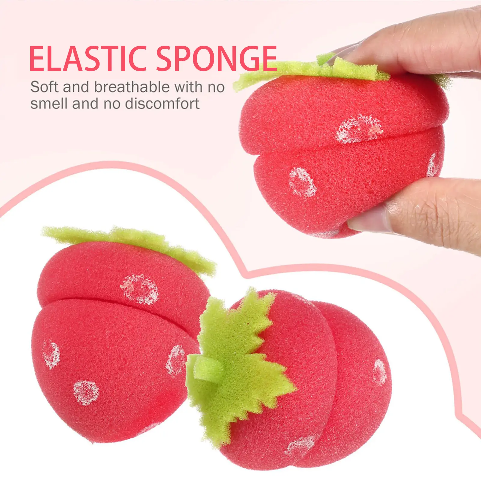 1/6/12pcs Strawberry Foam Hair Rollers Heatless Sponge Curling Tool For Women Daily Hairstyle Fluffy Curler Manual Hair Rollers
