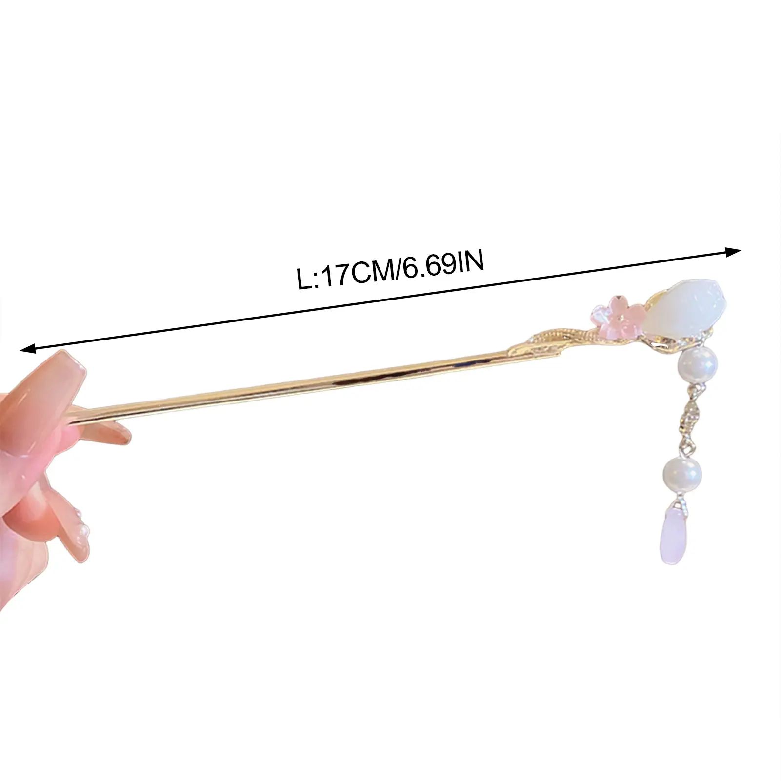 Women's Retro Tassel Hairpin Elegant Gentle Jade Flower Hair Stick Chinese Style Updo Hair Clip Metal Jewelry Hair Accessories