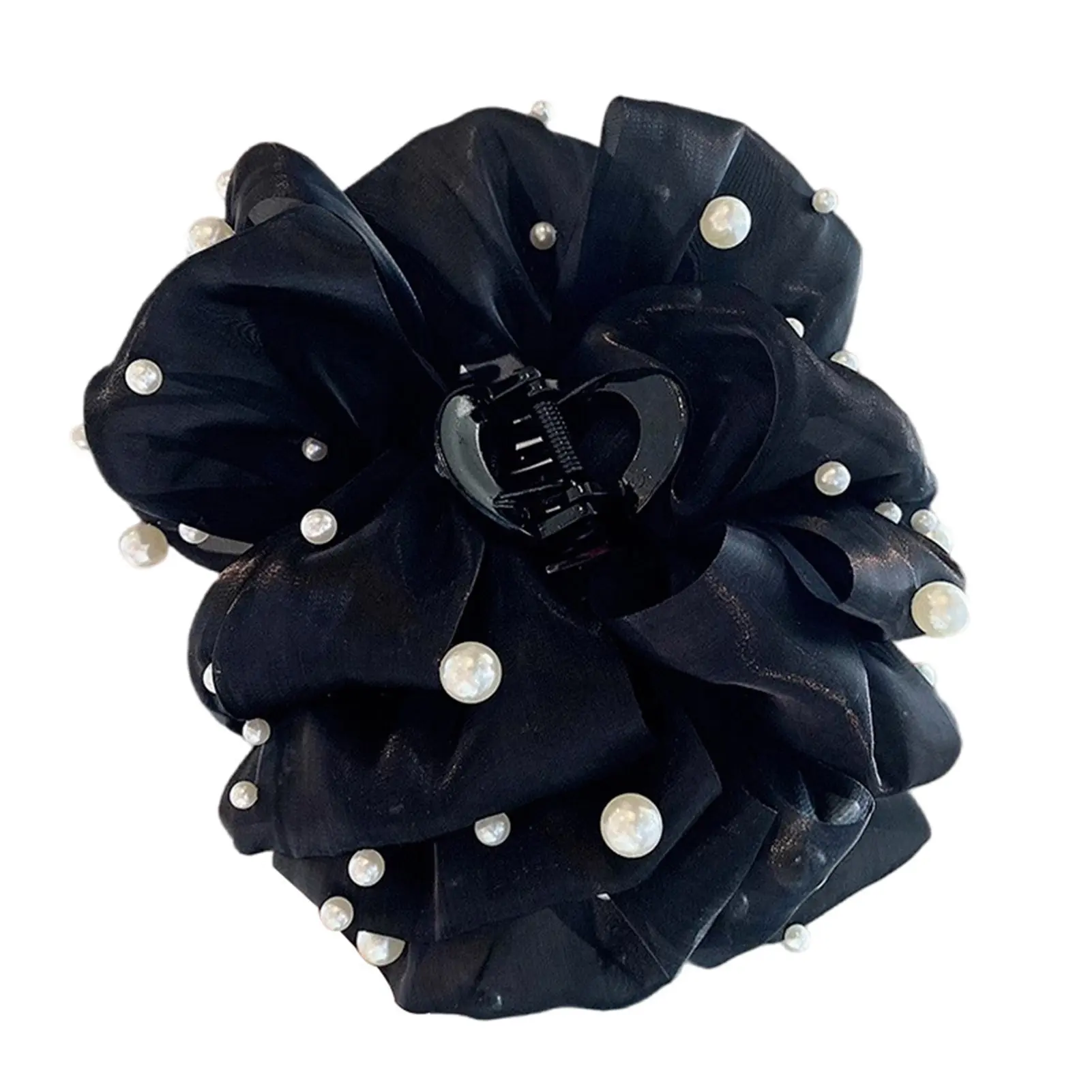 New Hair Claw For Women Large Pearl Pearl Bow Gauze Shark Gripper Claw Elegant Exquisite Updo Hair Clip Girls Hair Accessories