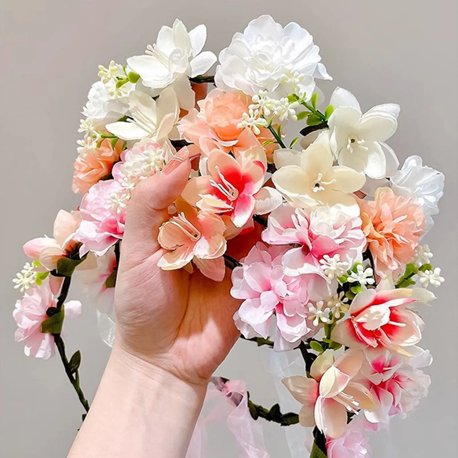 Sweety Flower Wreath Hair Accessory For Girls Fairy Artificial Simulated Floral Crown Women's Spring Summer Photography Props