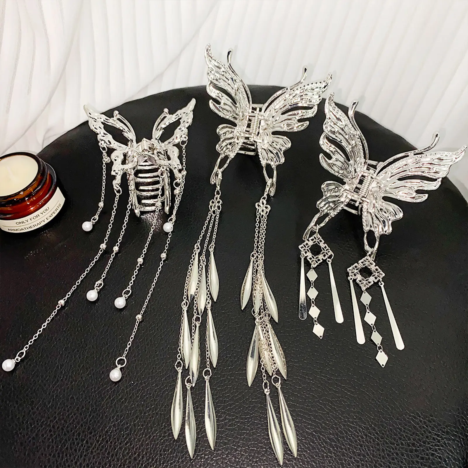 Y2K Style Metal Butterfly Hair Clip For Women Glitter Rhinestone Tassel Hair Clip Girls Trendy Exquisite Jewelry Hair Accessory