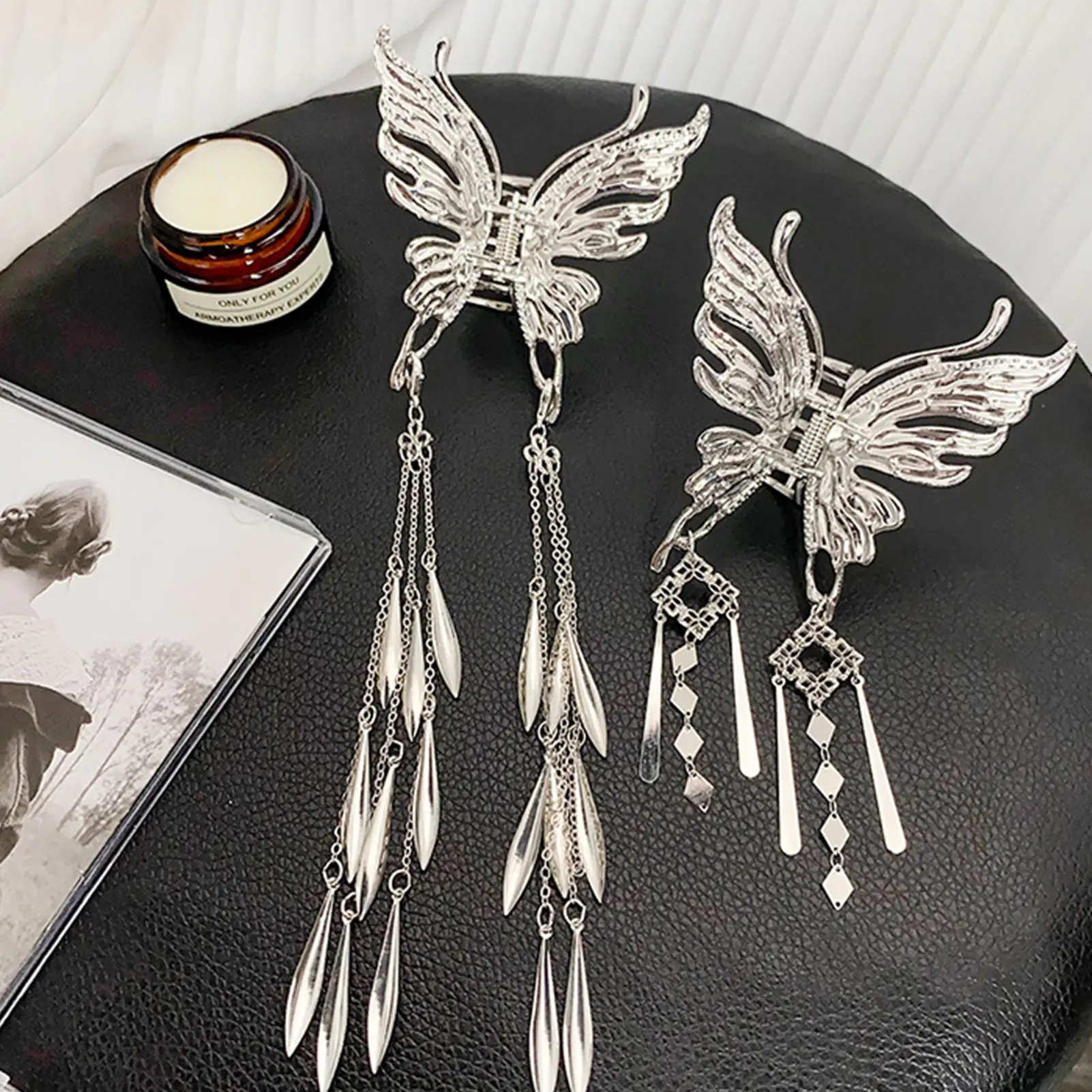 Y2K Style Metal Butterfly Hair Clip For Women Glitter Rhinestone Tassel Hair Clip Girls Trendy Exquisite Jewelry Hair Accessory