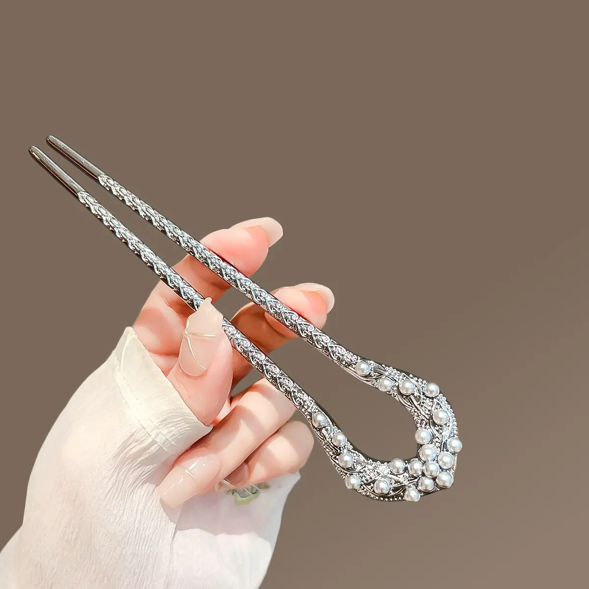 New Pearl U Shaped Hairpin For Women Elegant Gun-black Jewelry Hair Stick Girls Trendy Updo Meatball Head Hair Accessories