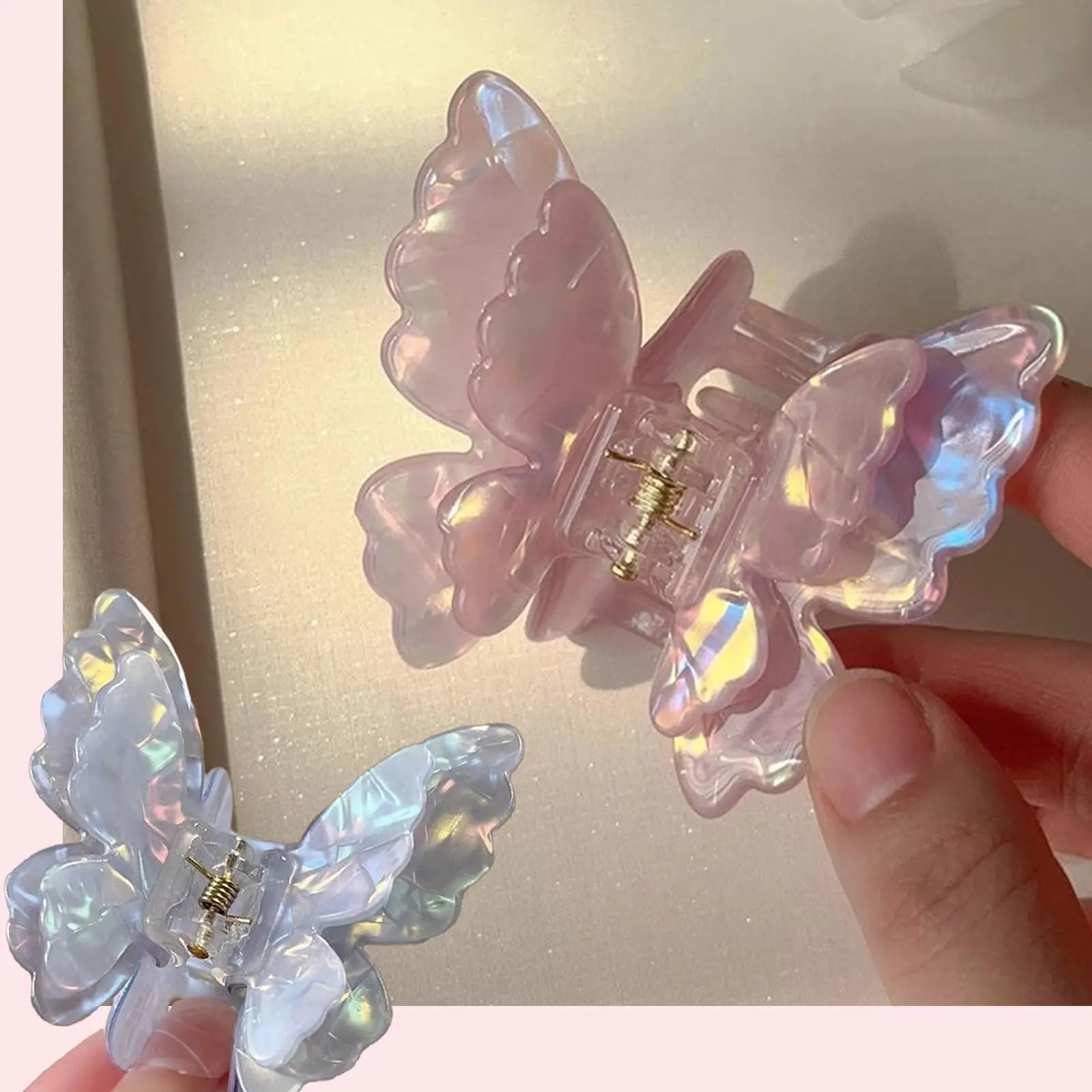 Colorful Butterfly Hair Clip For Women Sweety Pearlescent Fairy Gripper Clips Girls Summer Outdoor Beach Trendy Hair Accessories