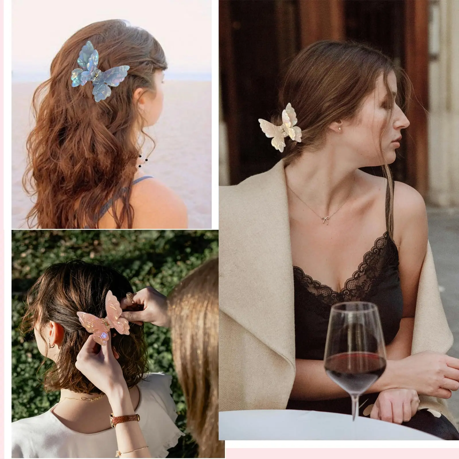 Colorful Butterfly Hair Clip For Women Sweety Pearlescent Fairy Gripper Clips Girls Summer Outdoor Beach Trendy Hair Accessories
