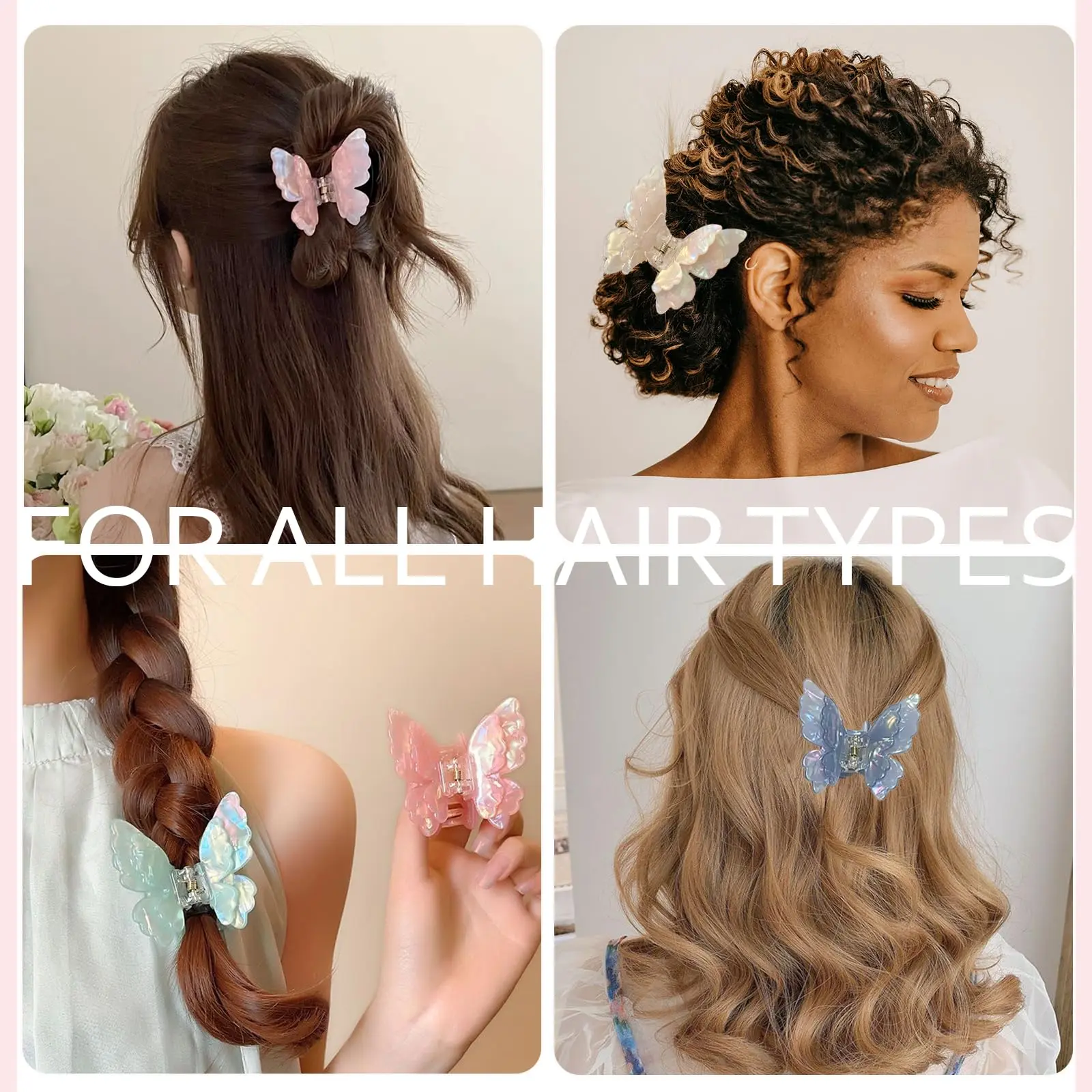 Colorful Butterfly Hair Clip For Women Sweety Pearlescent Fairy Gripper Clips Girls Summer Outdoor Beach Trendy Hair Accessories