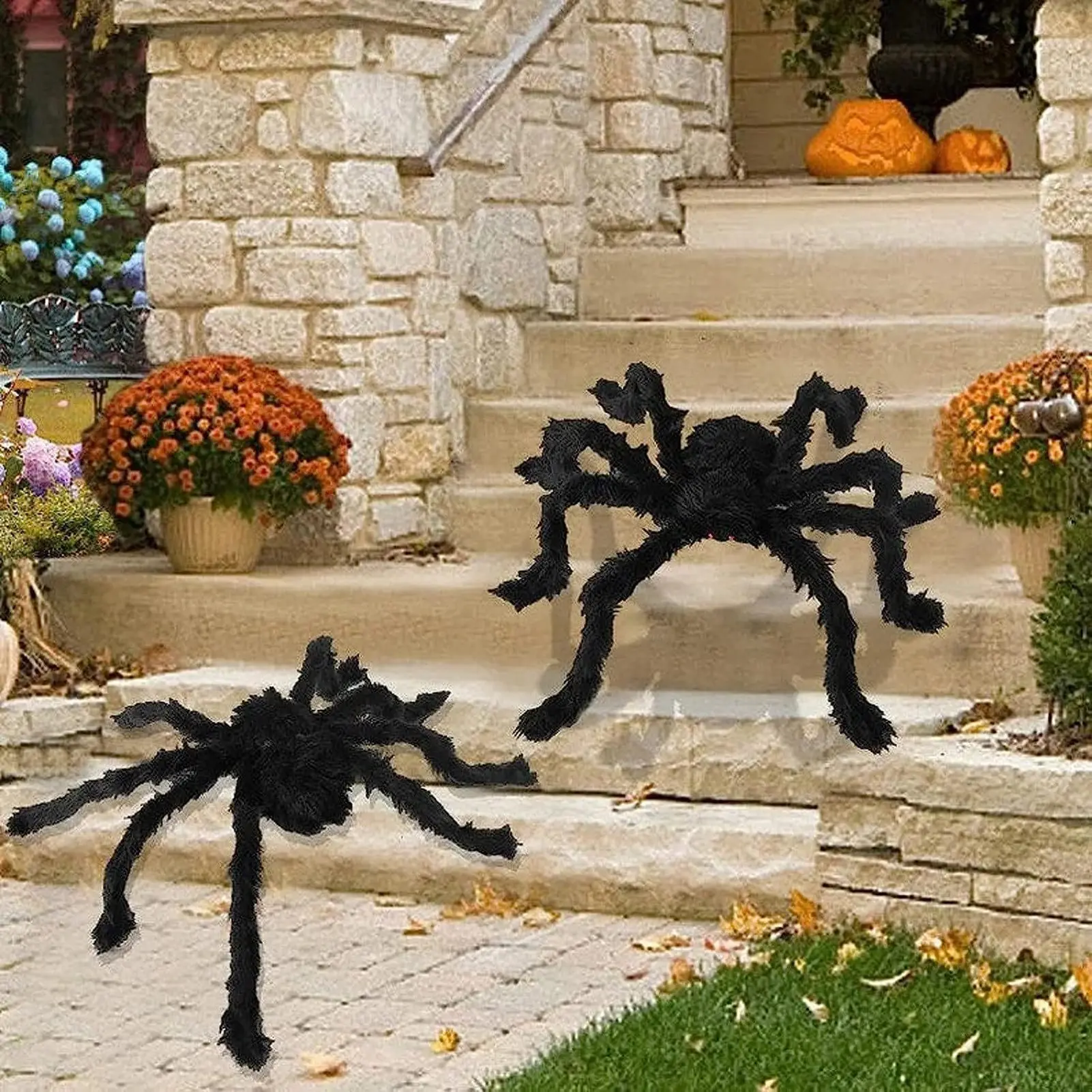 90/150cm Halloween Spider Ornament Black Soft Plush Spider Ornament Indoor Outdoor Halloween Party Horror Decoration Props 1pc
