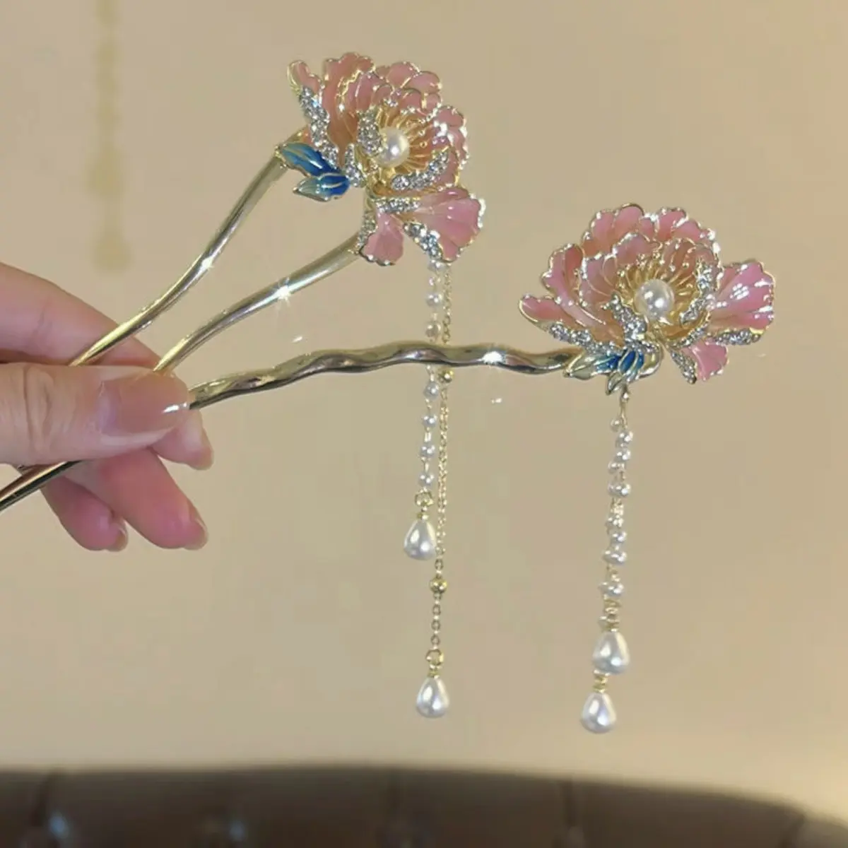 Luxury Flower Tassel Hairpin For Women Elegant Glitter Jewelry Hair Stick Hanfu Wedding Metal Hair Accessories Girls Hair Sticks
