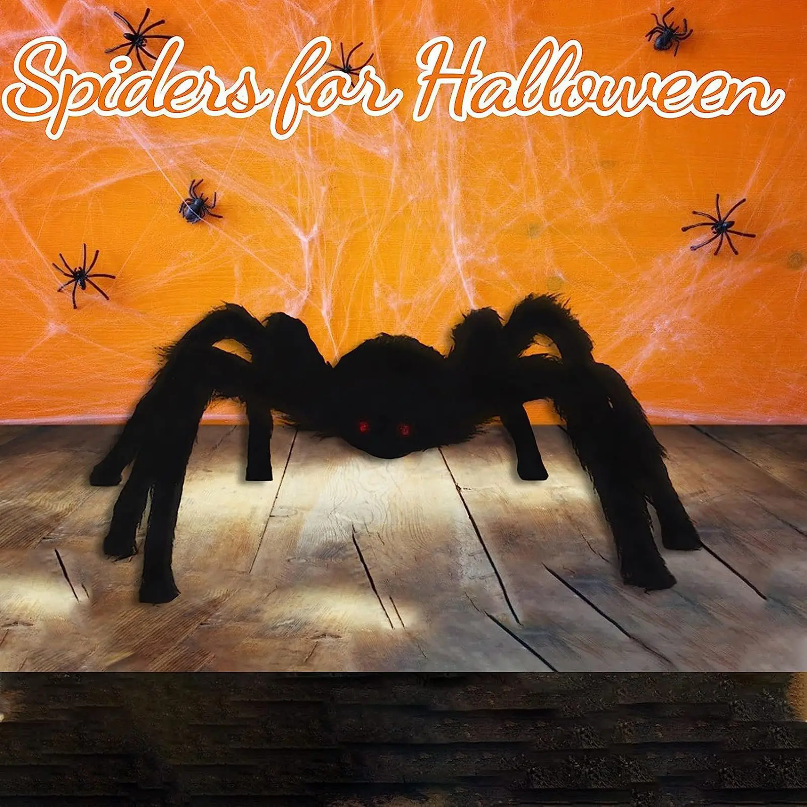 90/150cm Halloween Spider Ornament Black Soft Plush Spider Ornament Indoor Outdoor Halloween Party Horror Decoration Props 1pc