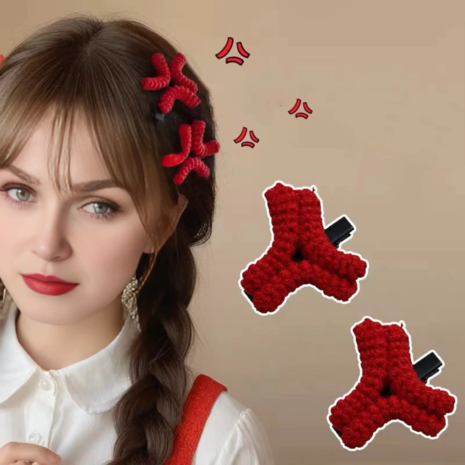 Creative Crochet Hair Clip For Girls Hand Woven Yarn Barrettes Women's Cartoon Funny Duckbill Clip Hair Accessories Hairpin