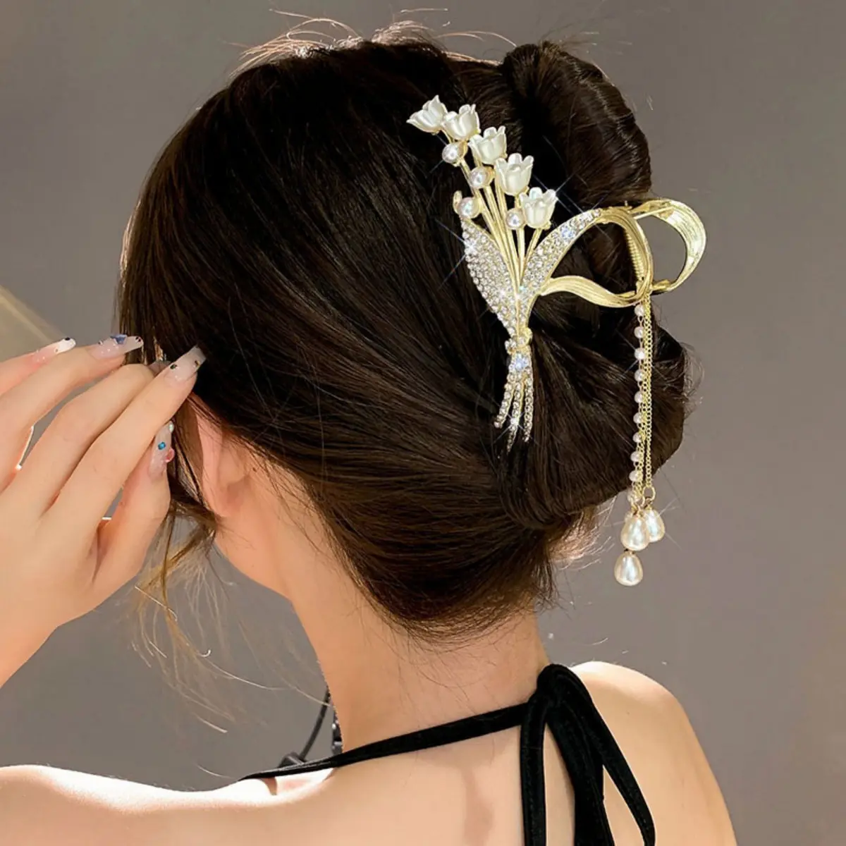 Sweety Butterfly Hair Clips Glitter Rhinestone Flower Tassel Hair Claw For Women Girls Light Luxury Jewelry Hair Accessories