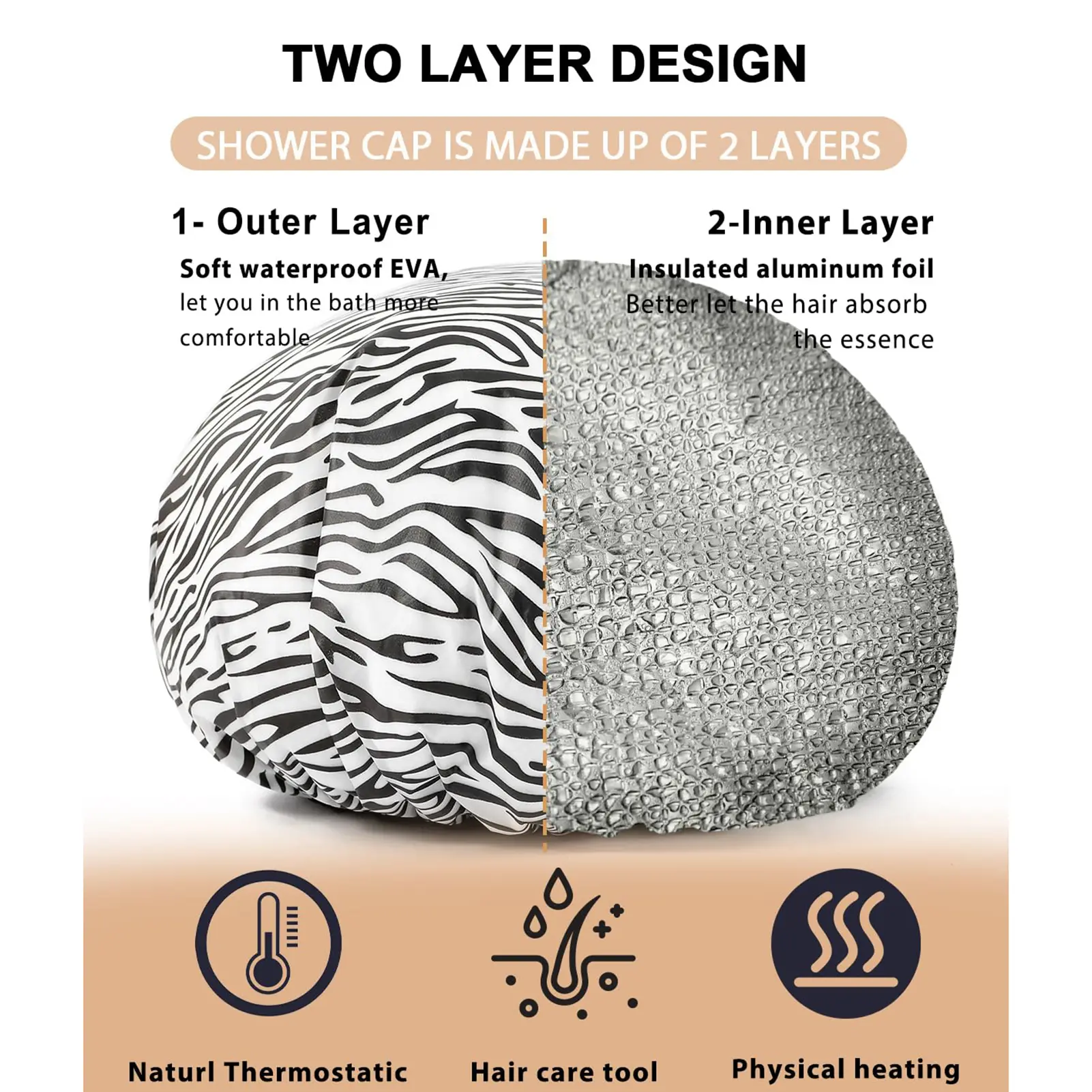 Aluminum Foil Hair Heat Cap For Men And Women Plug In Free Self Heating Film Cap Hair Dye Oil Curly Hair Styling Hair Cap