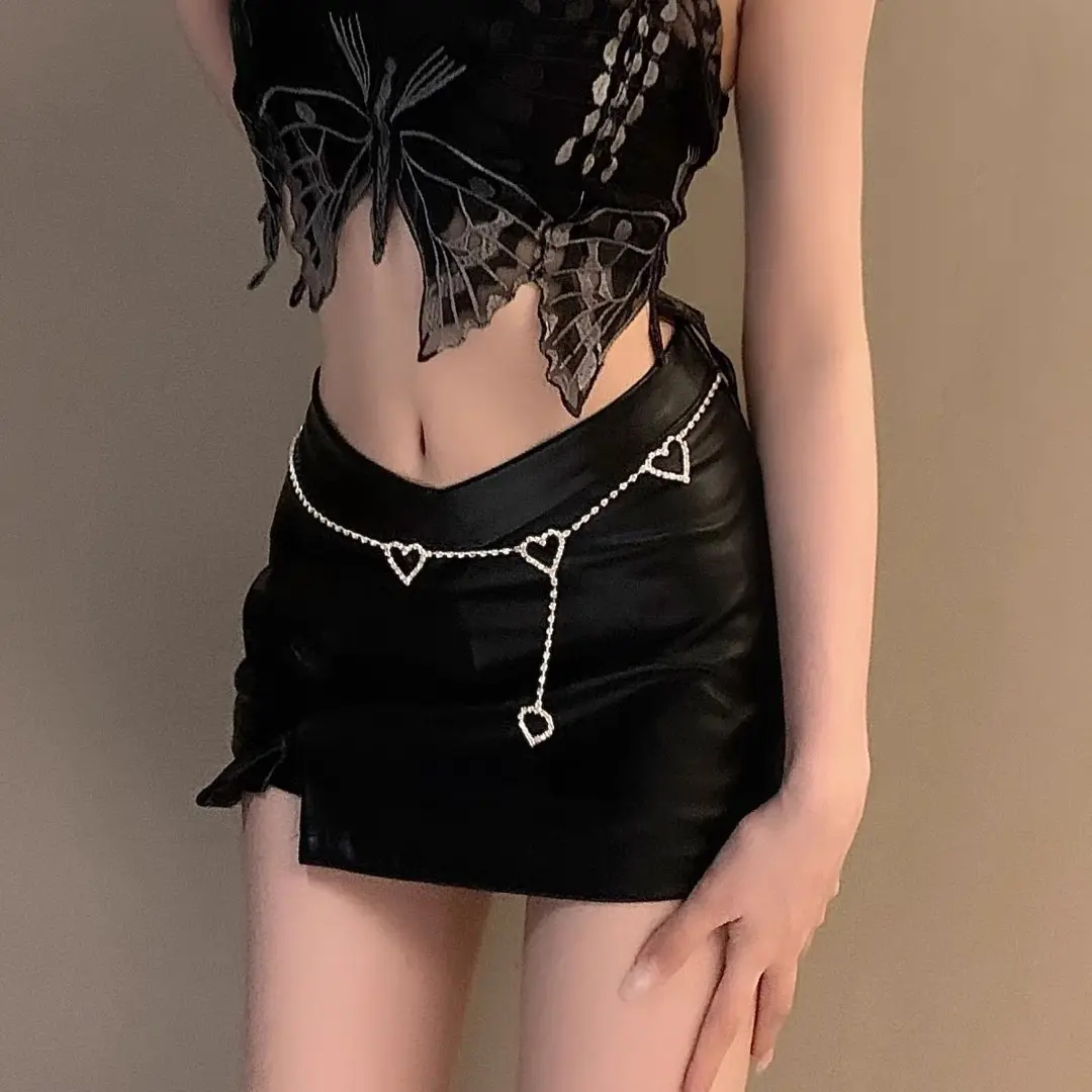 Y2K Glitter Waist Chain Sexy Multi Layer Chain Belly Belt For Women Star Tassel Design Summer Beach Bikini Body Jewelry Chain