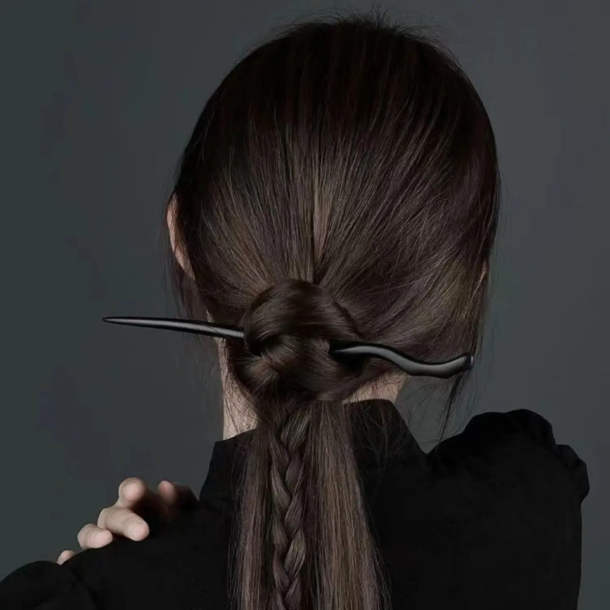 Simple Wooden Hairpin For Women Elegant Black Sandalwood Hair Stick Girls Daily Life Hair Accessories Hanfu Updo Hair Pin 1pc