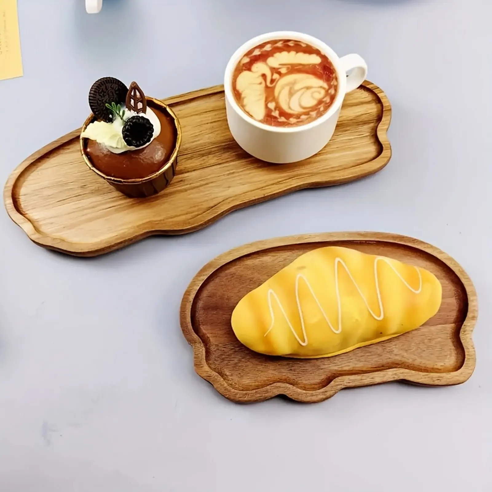 Japanese Style Storage Tray Irregular Cloud Shaped Wooden Tray For Bread Dessert Cake Coffee Tea Cup Household Organizer Plate