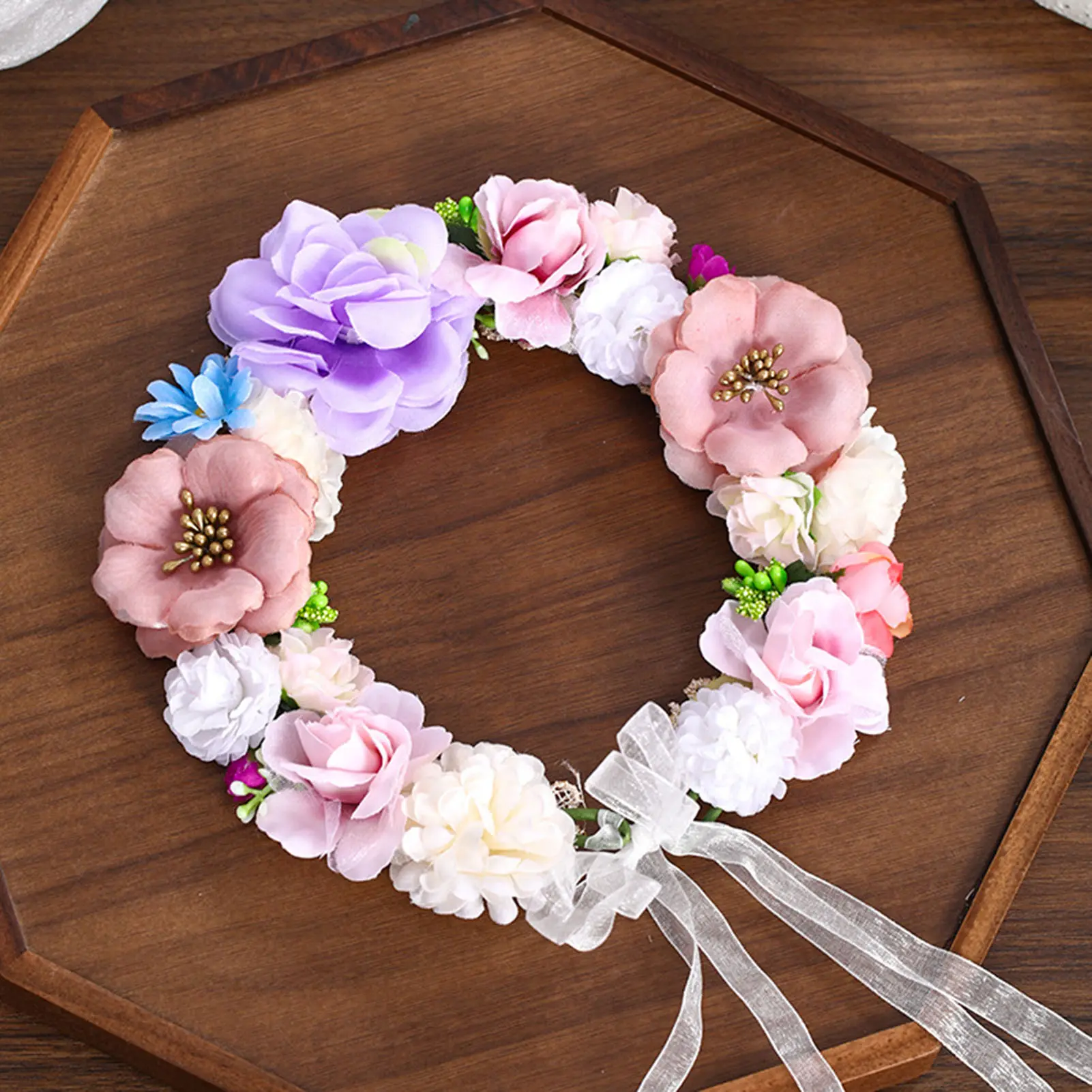 Fairy Handmade Flower Crown For Women Elegant Simulated Flower Wreath Hairband Girls Outdoor Beach Photography Hair Accessories