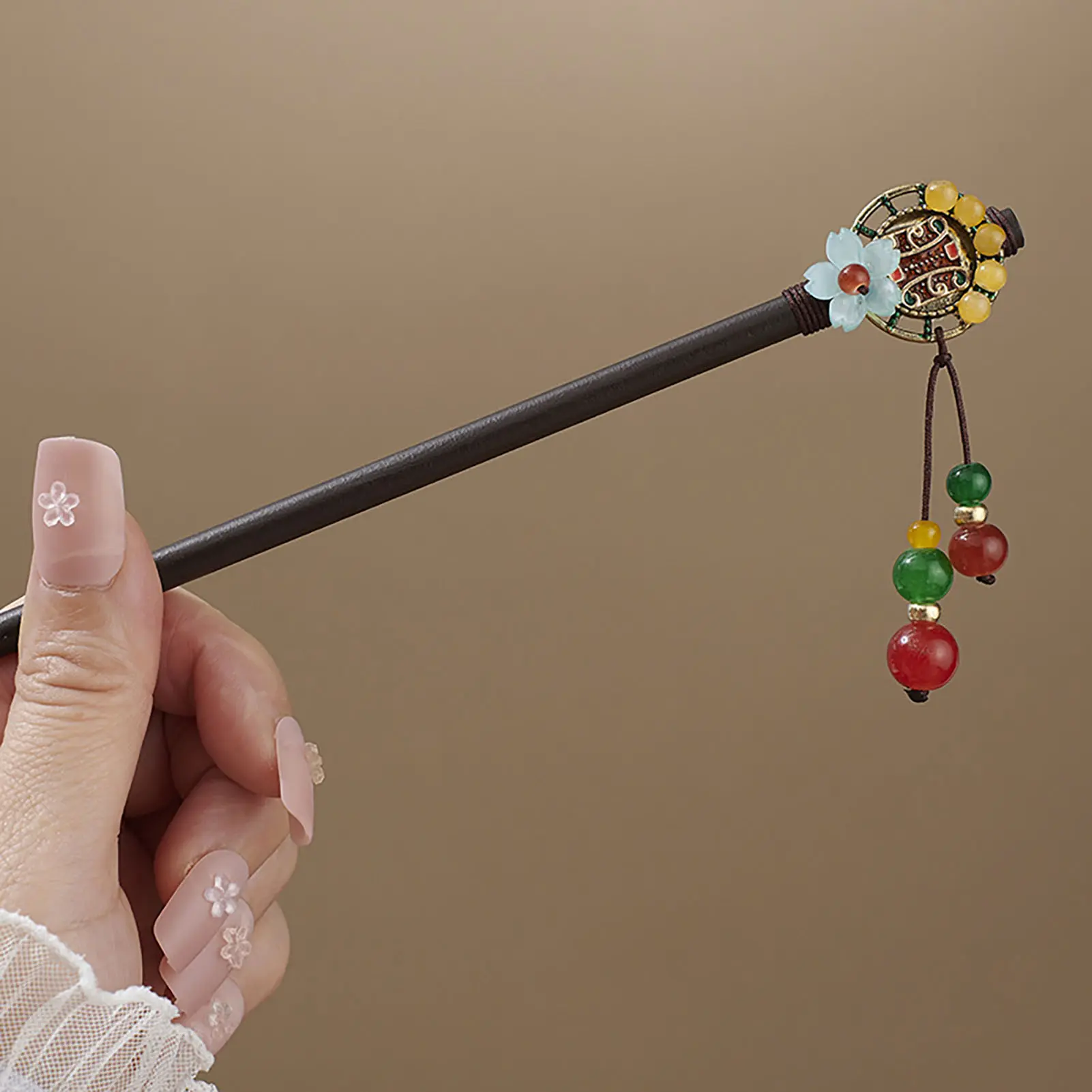 Elegant Chinese Style Hairpin Vintage Peach Blossom Tassel Wooden Hairpin Exquisite Jewelry Hairstyle Accessories For Women 2025