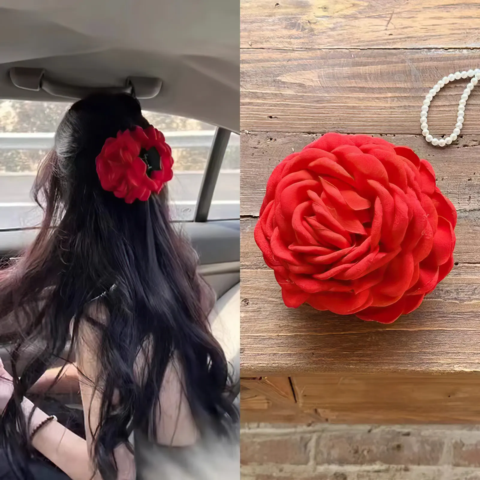 Trendy Rose Hair Claw Korean Style Sweety Flower Hair Clip Handmade Gauze Floral Shark Gripper Girls Fashion Hair Accessories