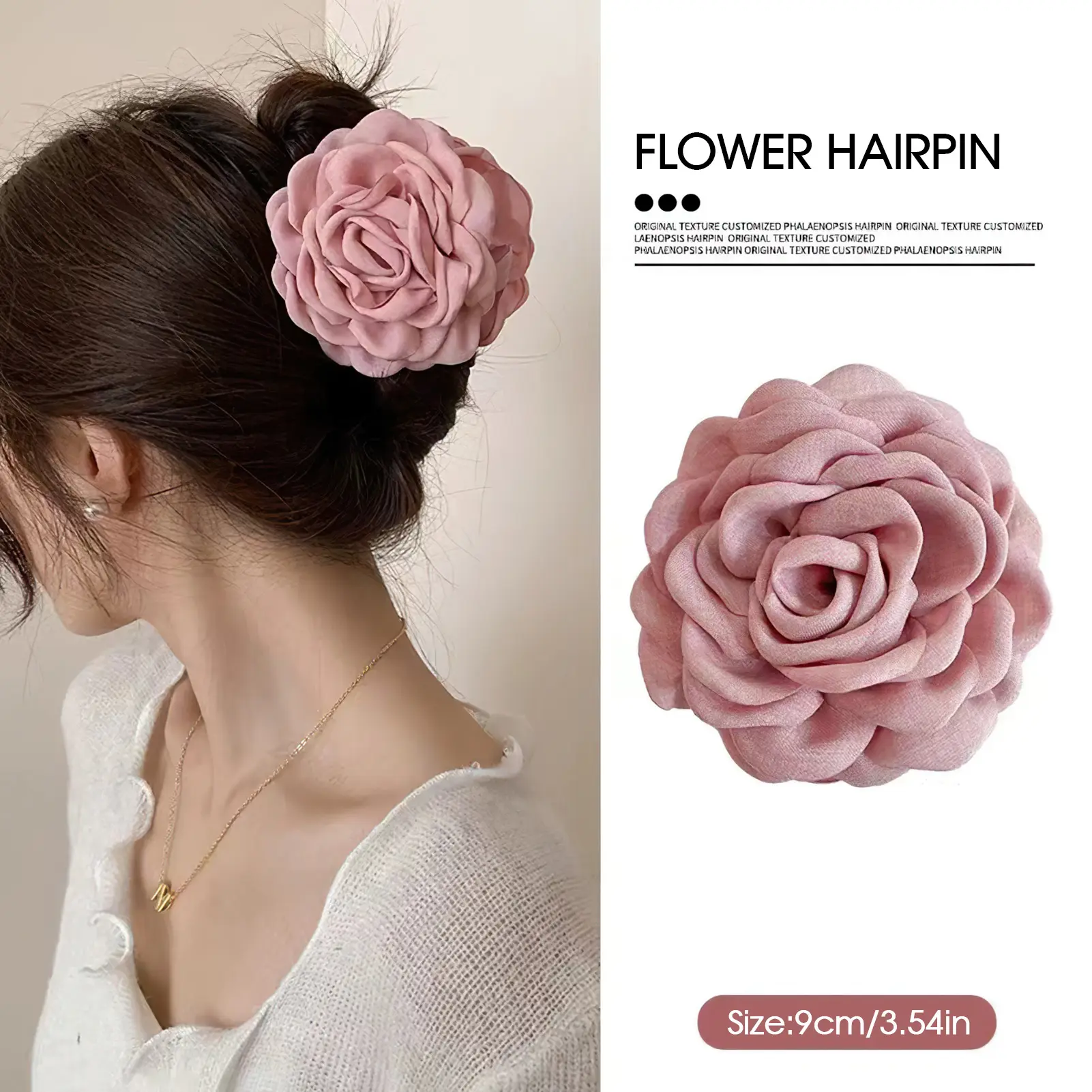 Trendy Rose Hair Claw Korean Style Sweety Flower Hair Clip Handmade Gauze Floral Shark Gripper Girls Fashion Hair Accessories