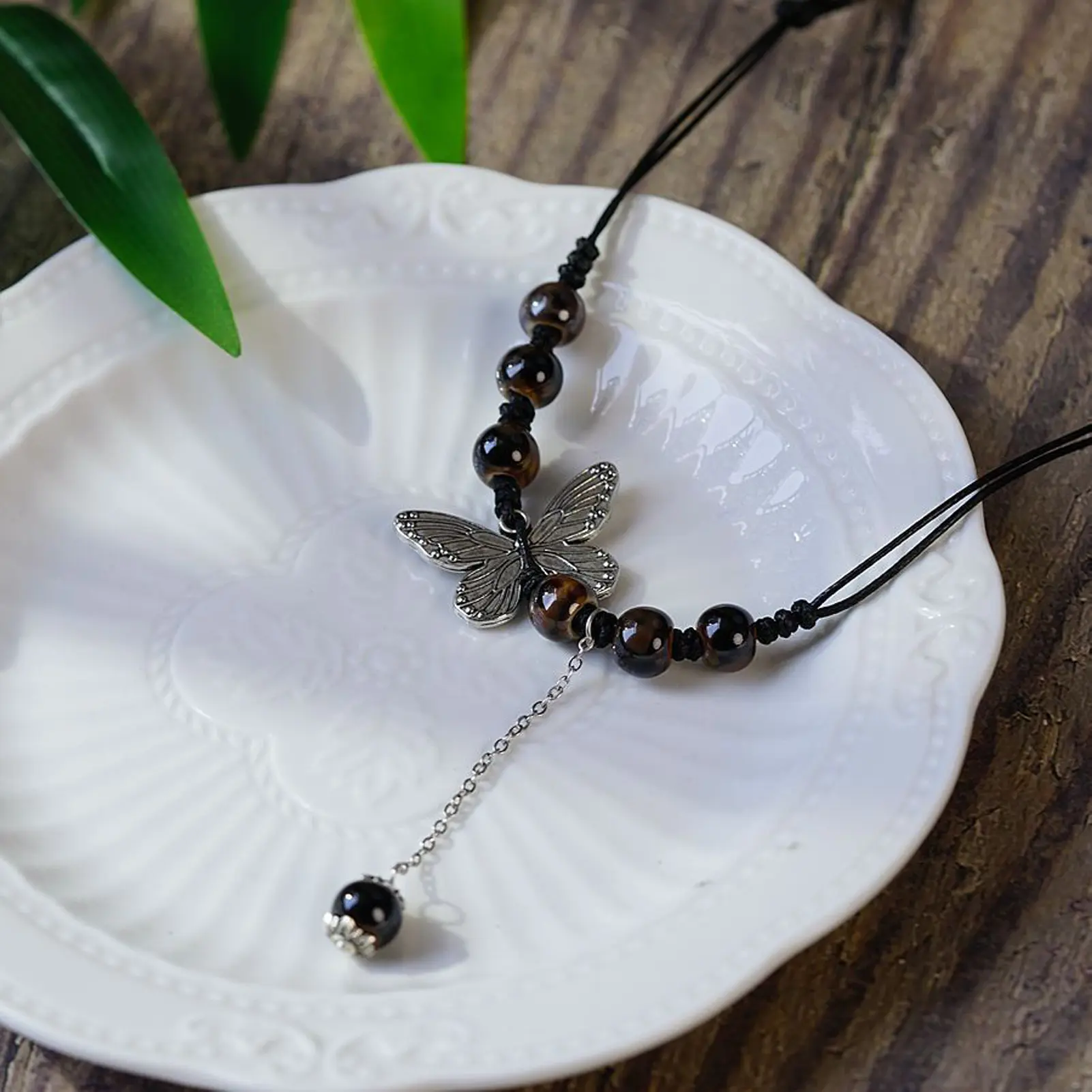 Ethnic Style Pendant Necklace For Women Fashionable Ceramic Butterfly Bead Necklace Niche Personalized Beaded Neck Accessories