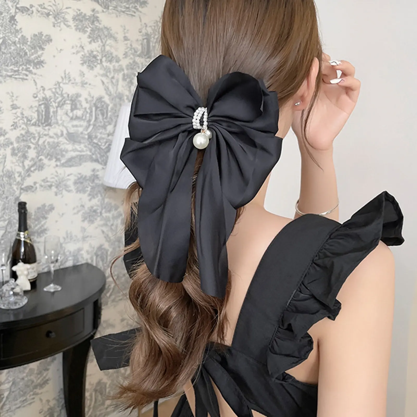 Sweety Bowknot Hair Clips For Women Elegant Thin Gauze With Broken Diamonds Bow Hair Claw Summer Beach Trendy Hair Accessories