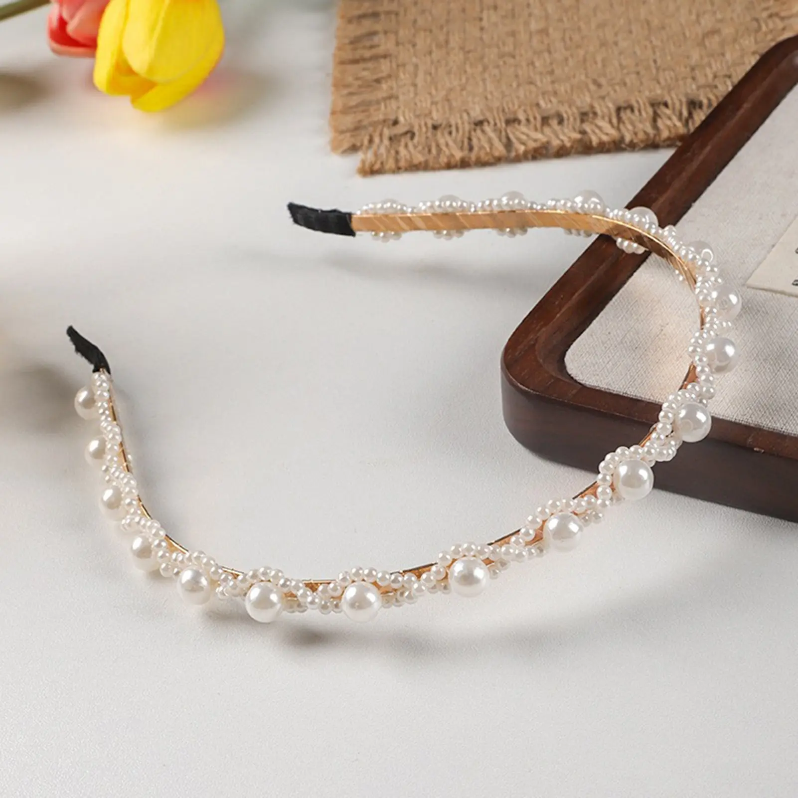 Fashion Pearl Headband For Women French Style Misaligned Pearl Headband Girls Exquisite Trendy Jewelry Hair Accessories 1pc