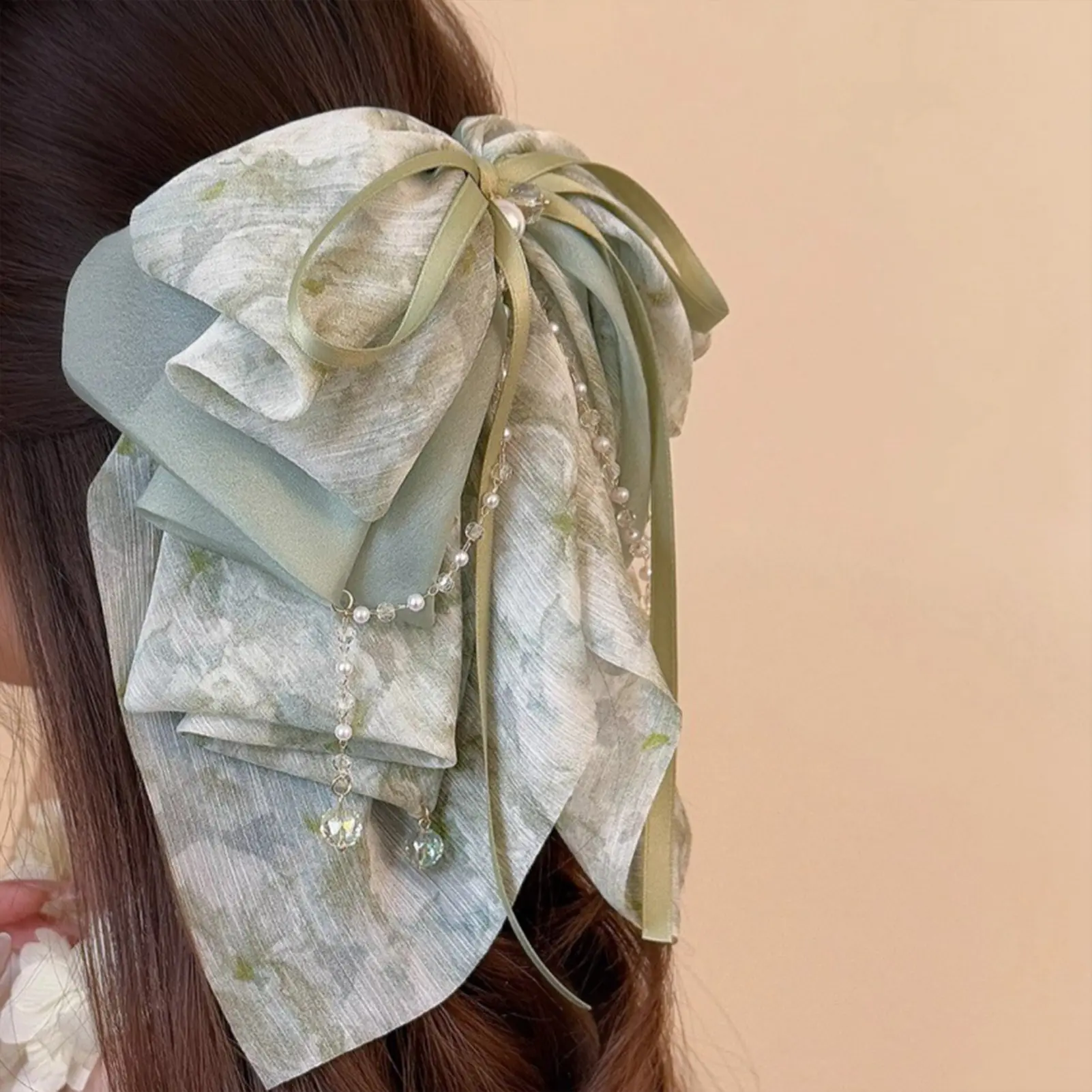 Sweety Bowknot Hair Clips For Women Elegant Thin Gauze With Broken Diamonds Bow Hair Claw Summer Beach Trendy Hair Accessories