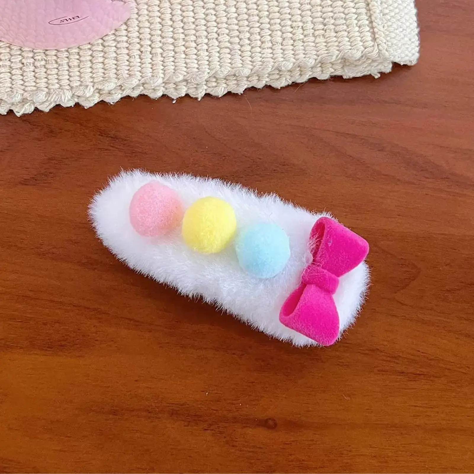 Cartoon Plush Hair Accessories Cute Bowknot Colorful Hair Clip For Women Autumn Winter Kawaii Hair Claw Girls Sweety Hair Rope