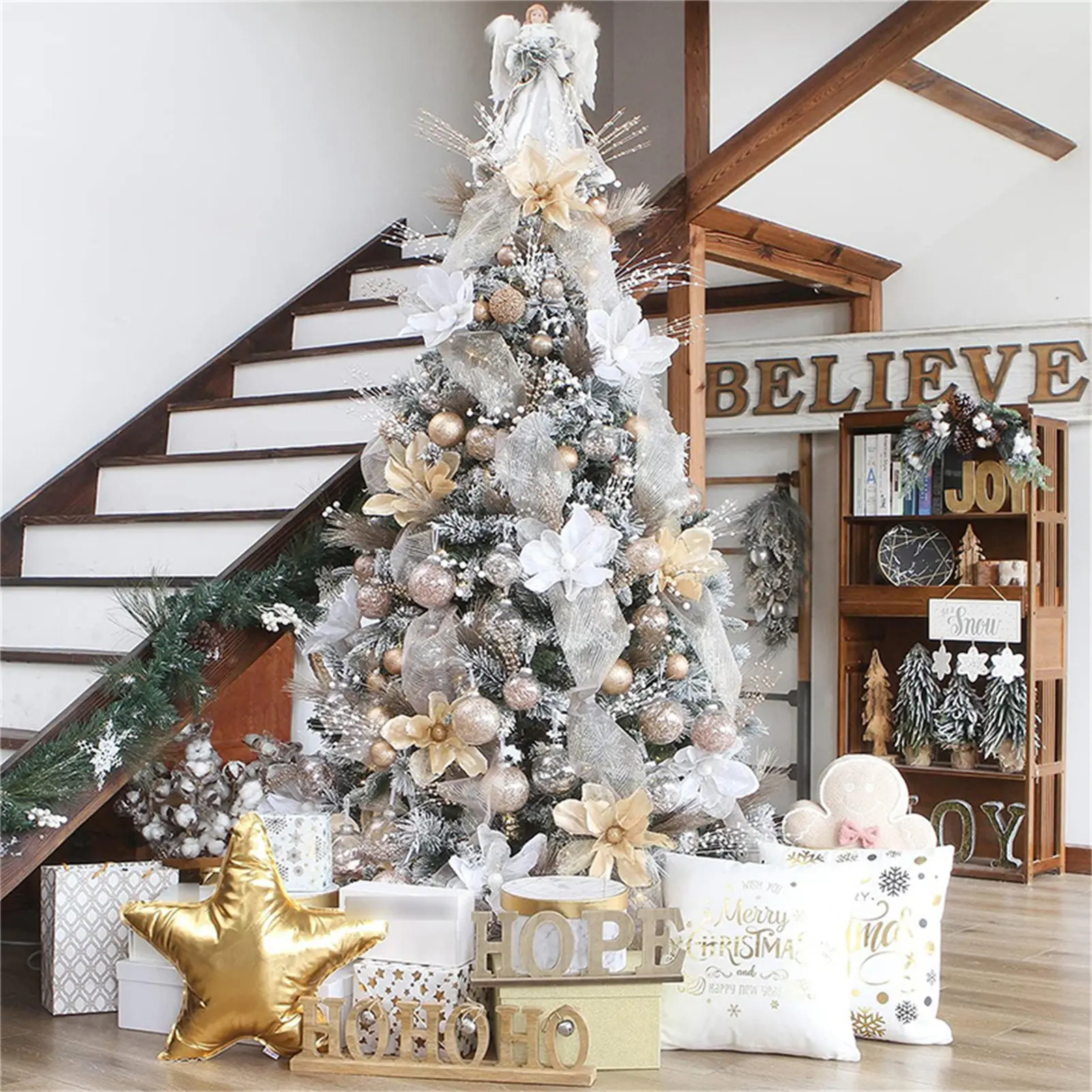 43cm Christmas Decoration Branch White Bead Berry Branches For Xmas Tree Fireplace Garland Decor Festival Party Decoration Props