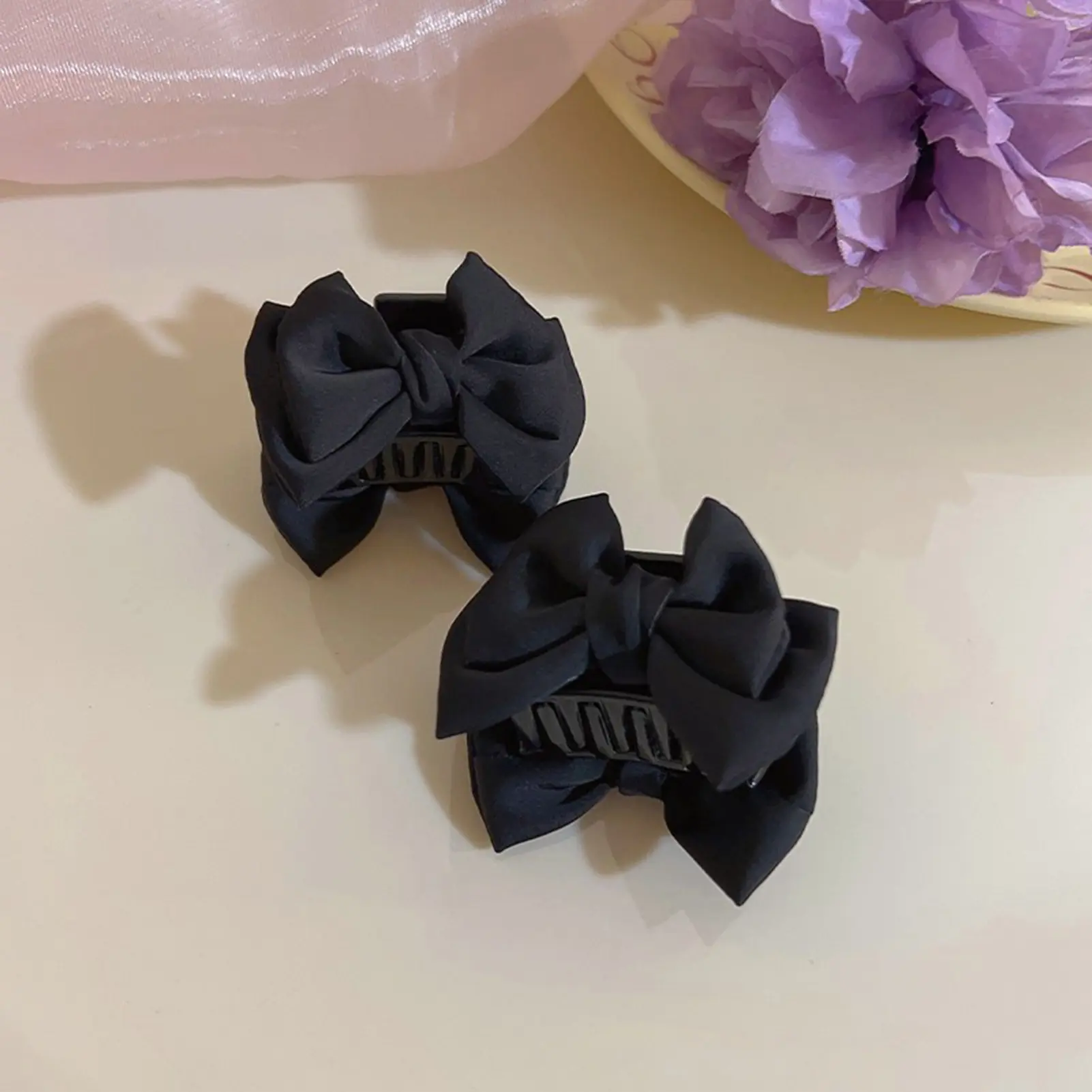 1pc Bowknot Hair Claw For Women 3.5cm Mini Satin Bow Hair Clip Sweety Korean Style Shark Gripper Girls Trendy Hair Accessories