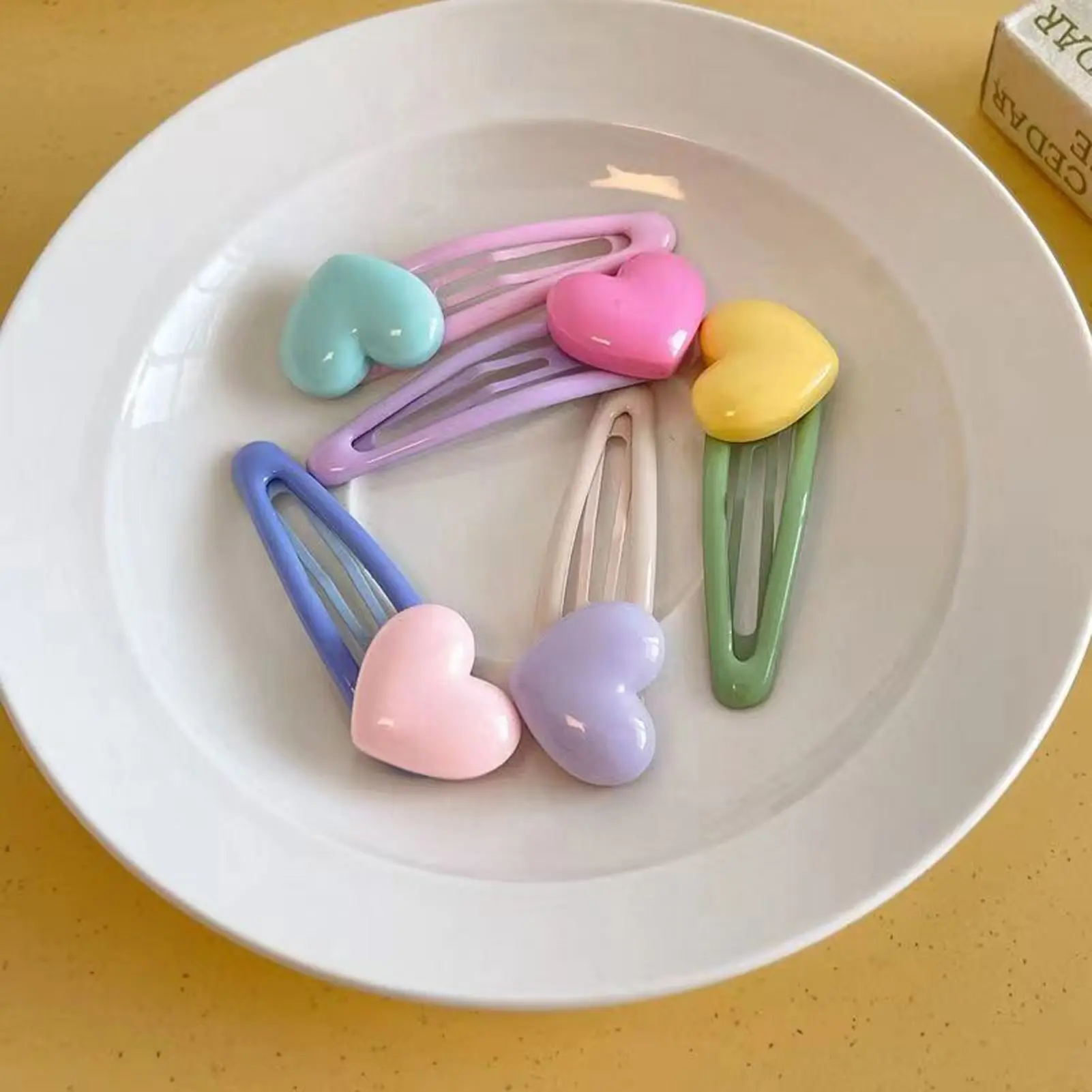 Dopamine Colored Hair Clip Drip Oil Heart Shaped BB Clip For Women Girls Trendy Sweety Hair Accessories Kawaii Hair Clips
