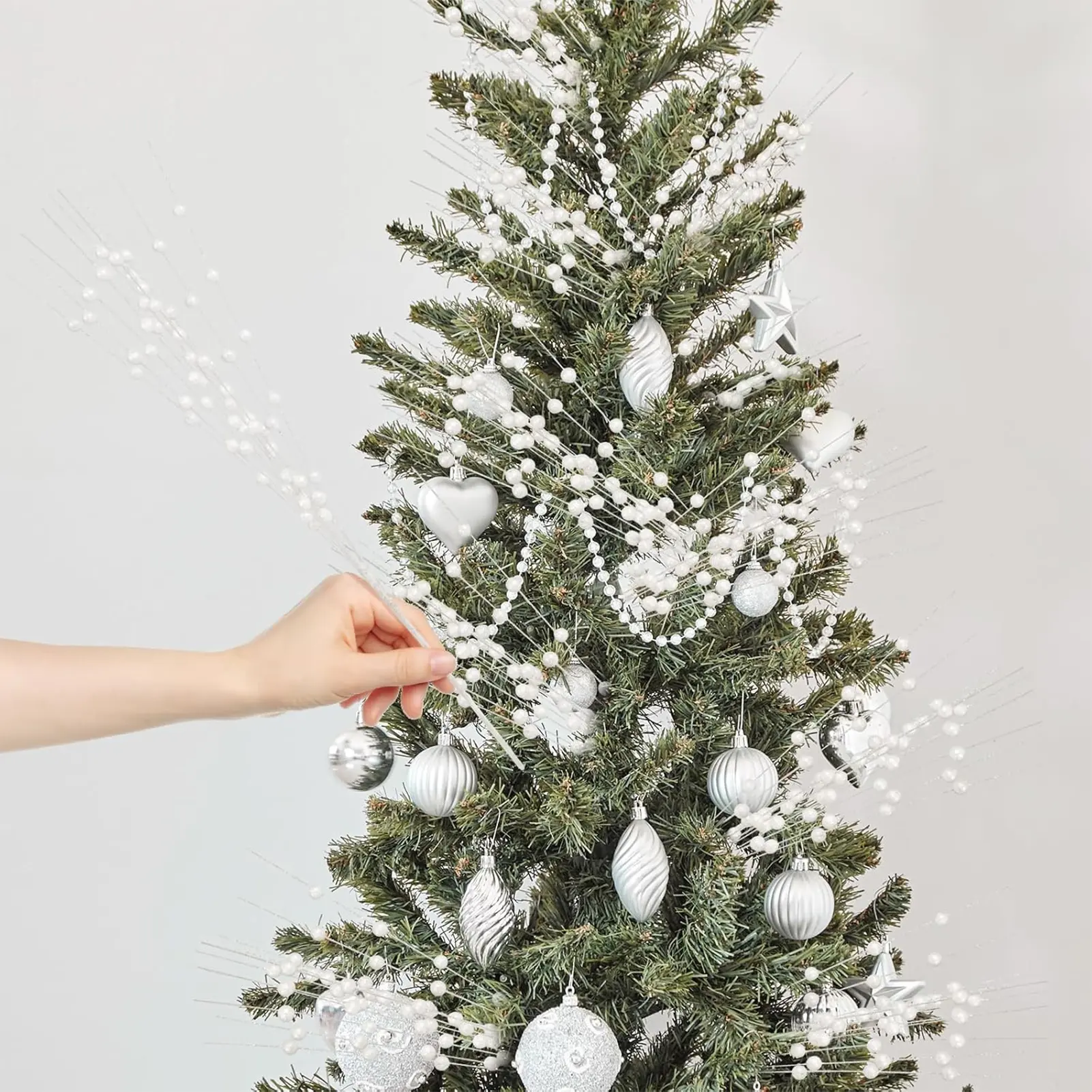 43cm Christmas Decoration Branch White Bead Berry Branches For Xmas Tree Fireplace Garland Decor Festival Party Decoration Props